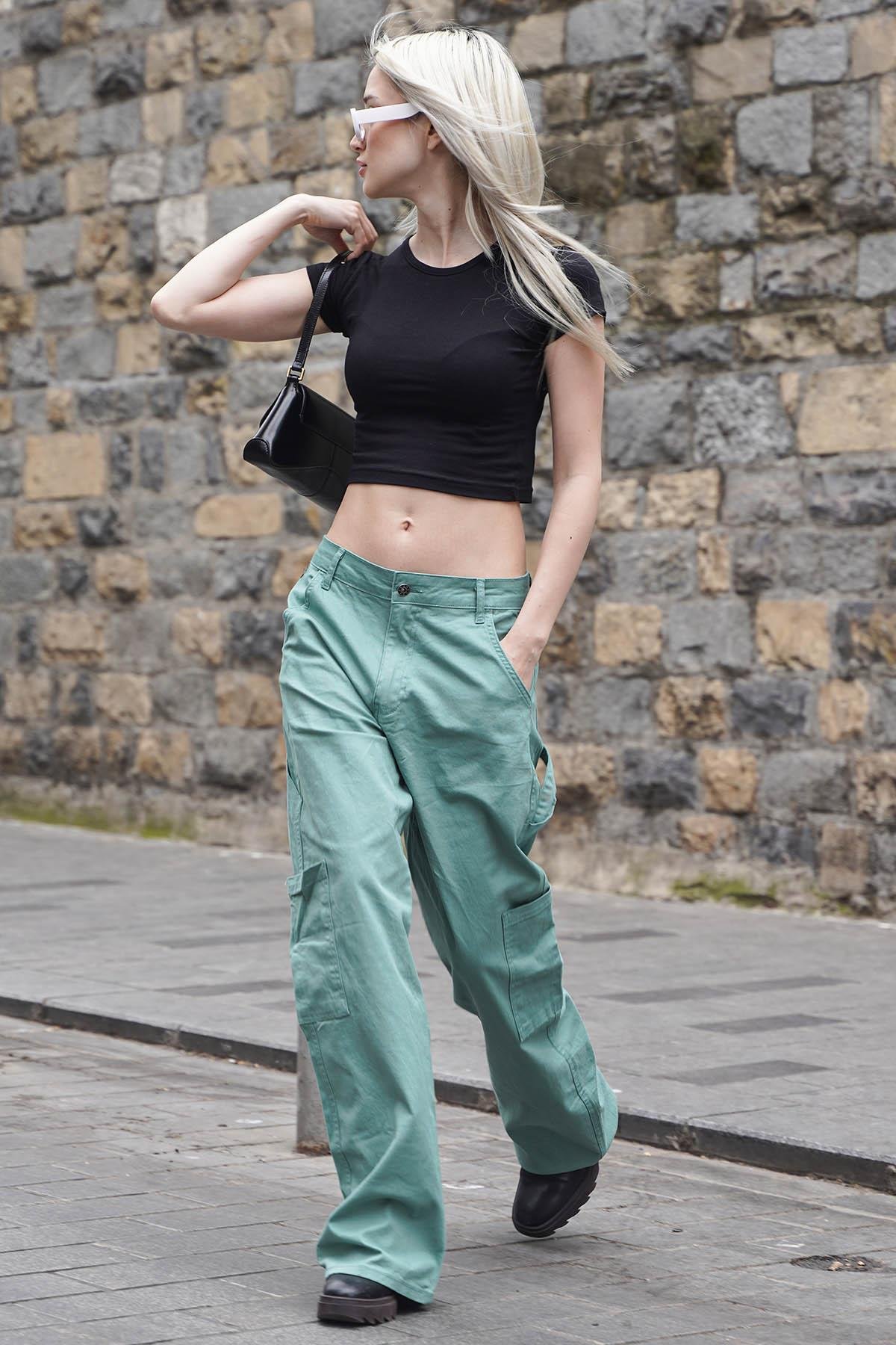 Mint Yeşili Straight Fit Kargo Pantolon MG1601