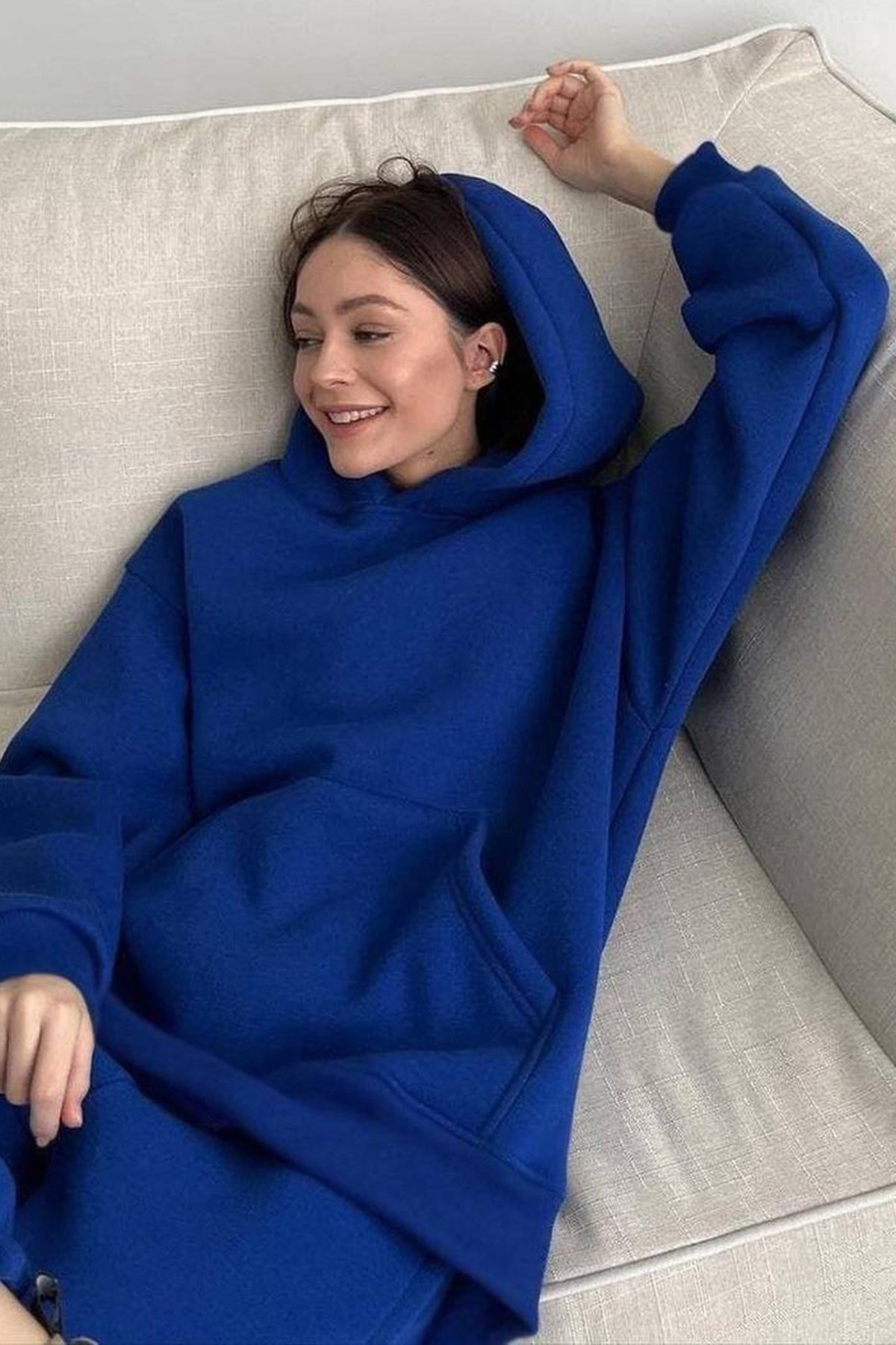 Saks Kapüşonlu Oversize Kadın Eşofman Takımı MG1609