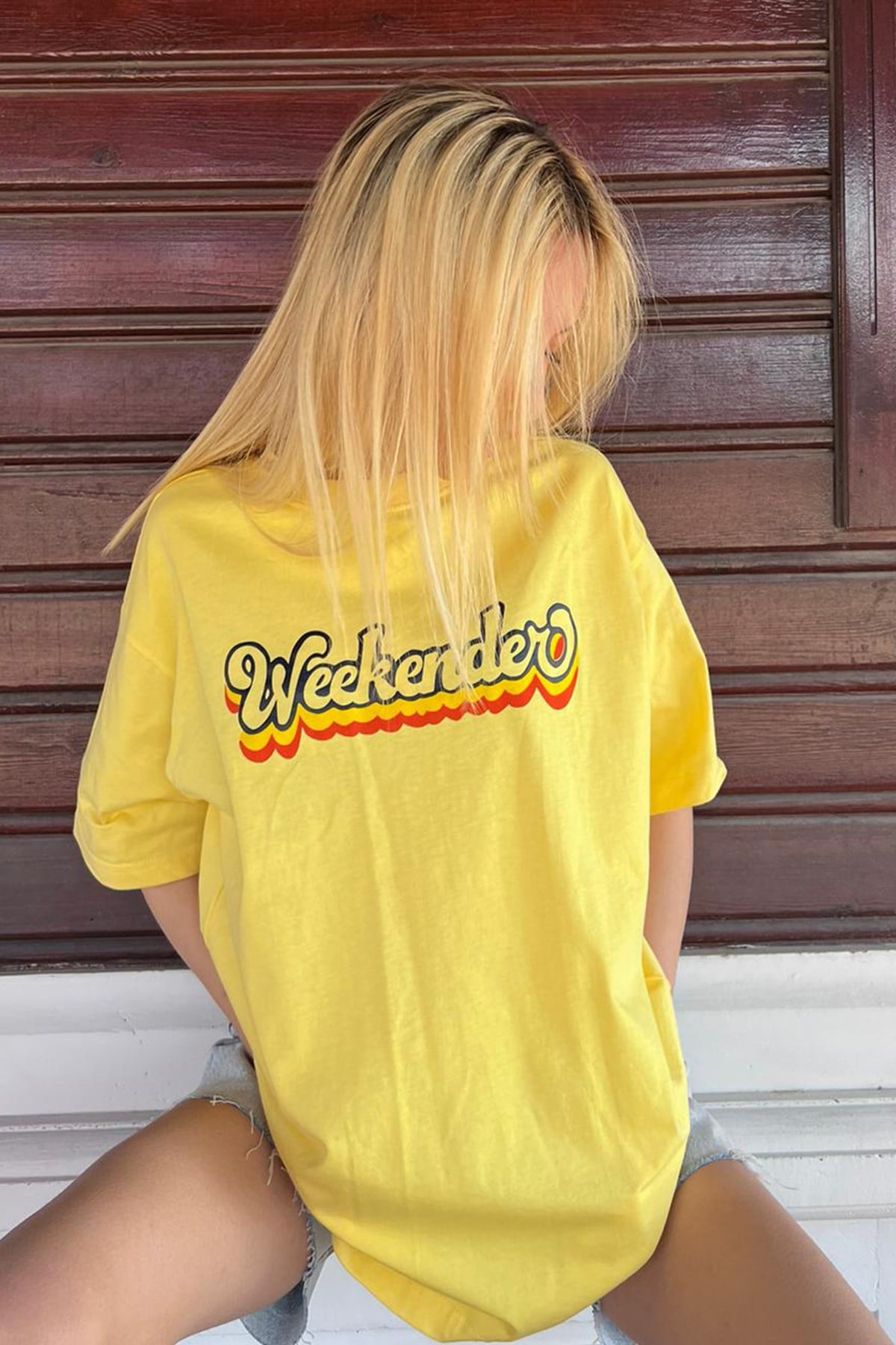 Women Printed Oversize Yellow T-Shirt