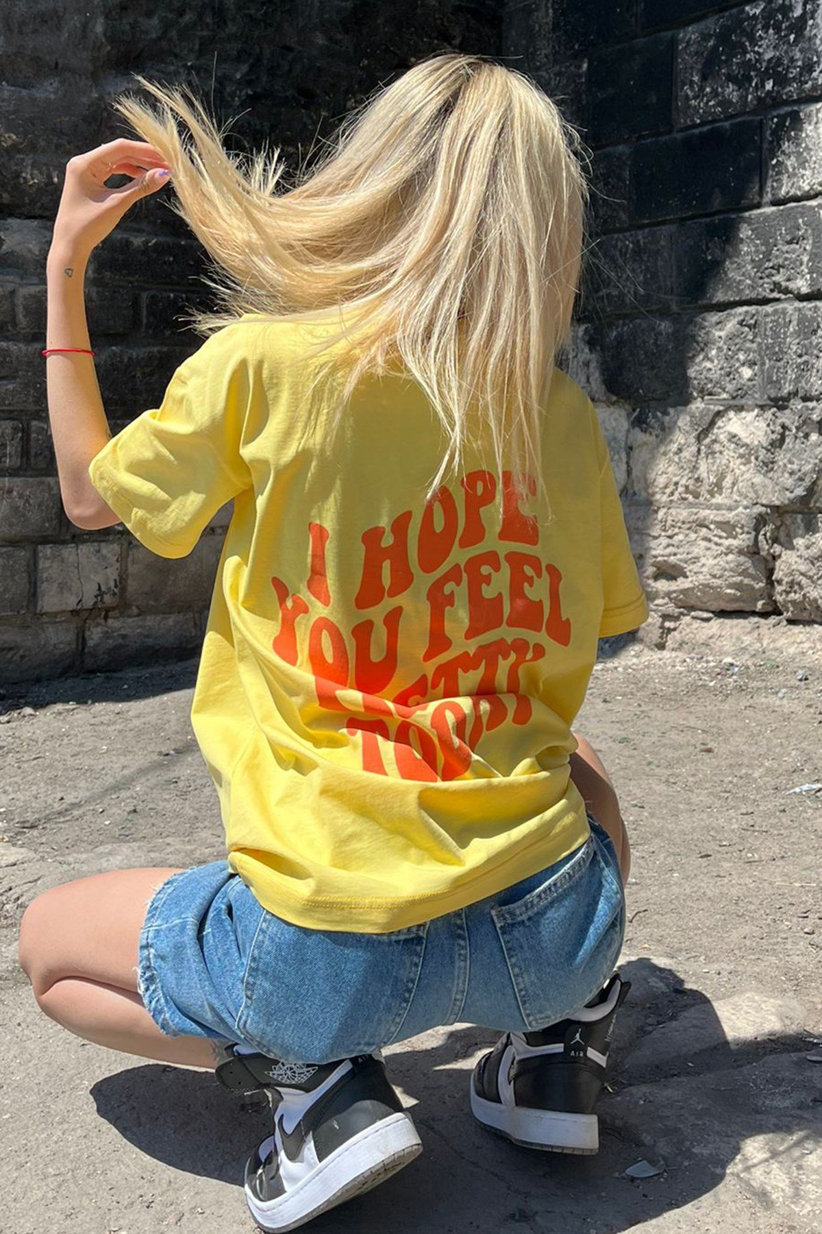 Mad Girls Printed Yellow T-shirt MG1419