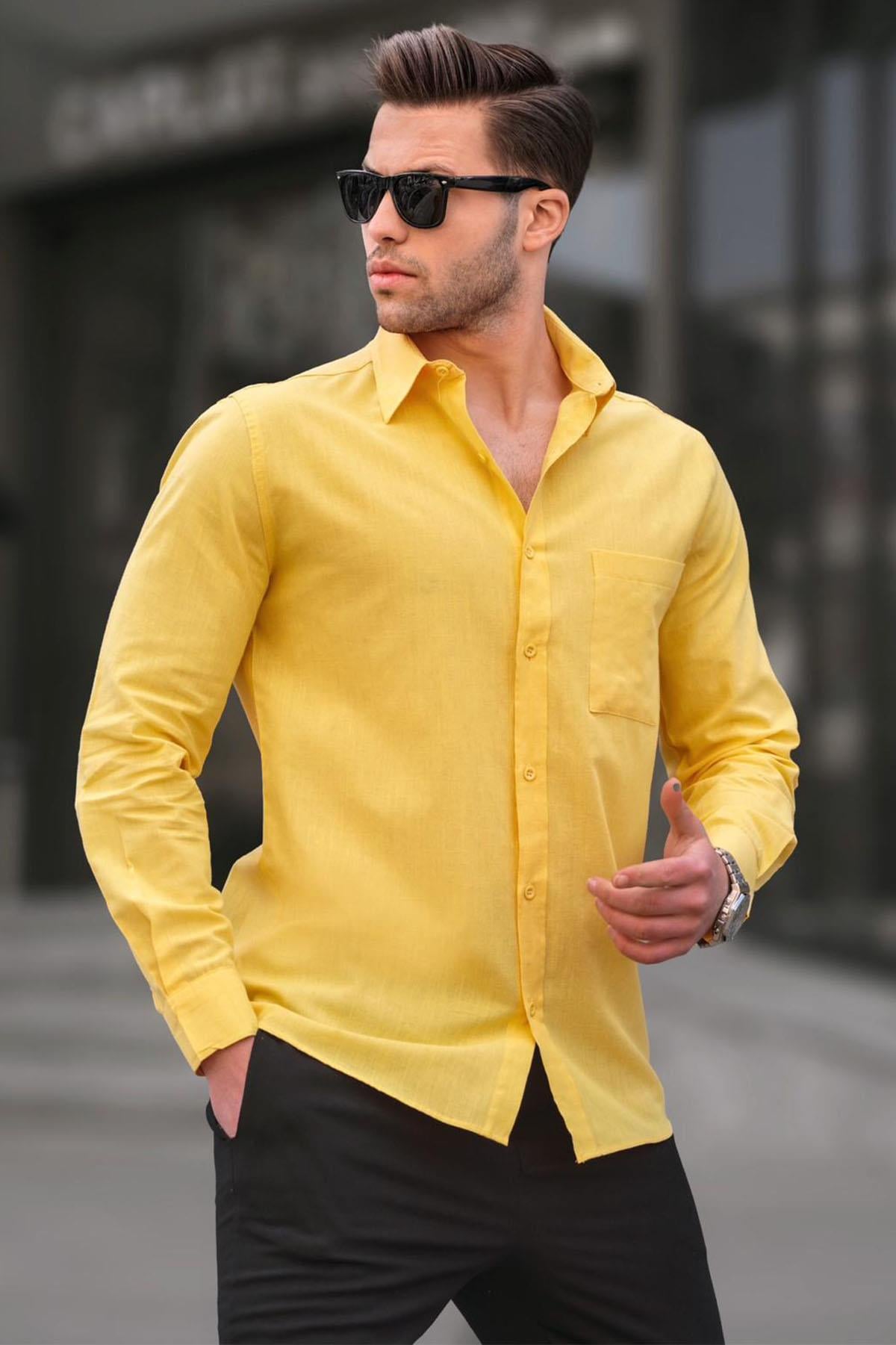 Sarı Regular Fit Erkek Gömlek 5592