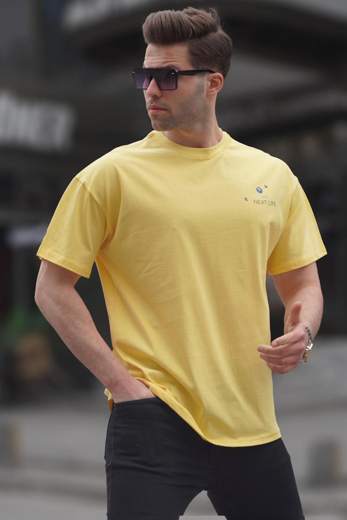 Sarı Sırt Baskılı Regular fit Erkek Tişört 6121