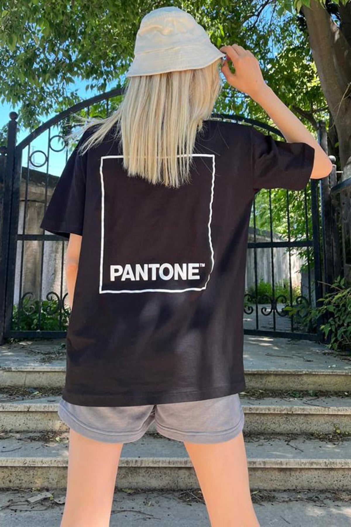 Women Printed Black Over Fit T-Shirt MG1492