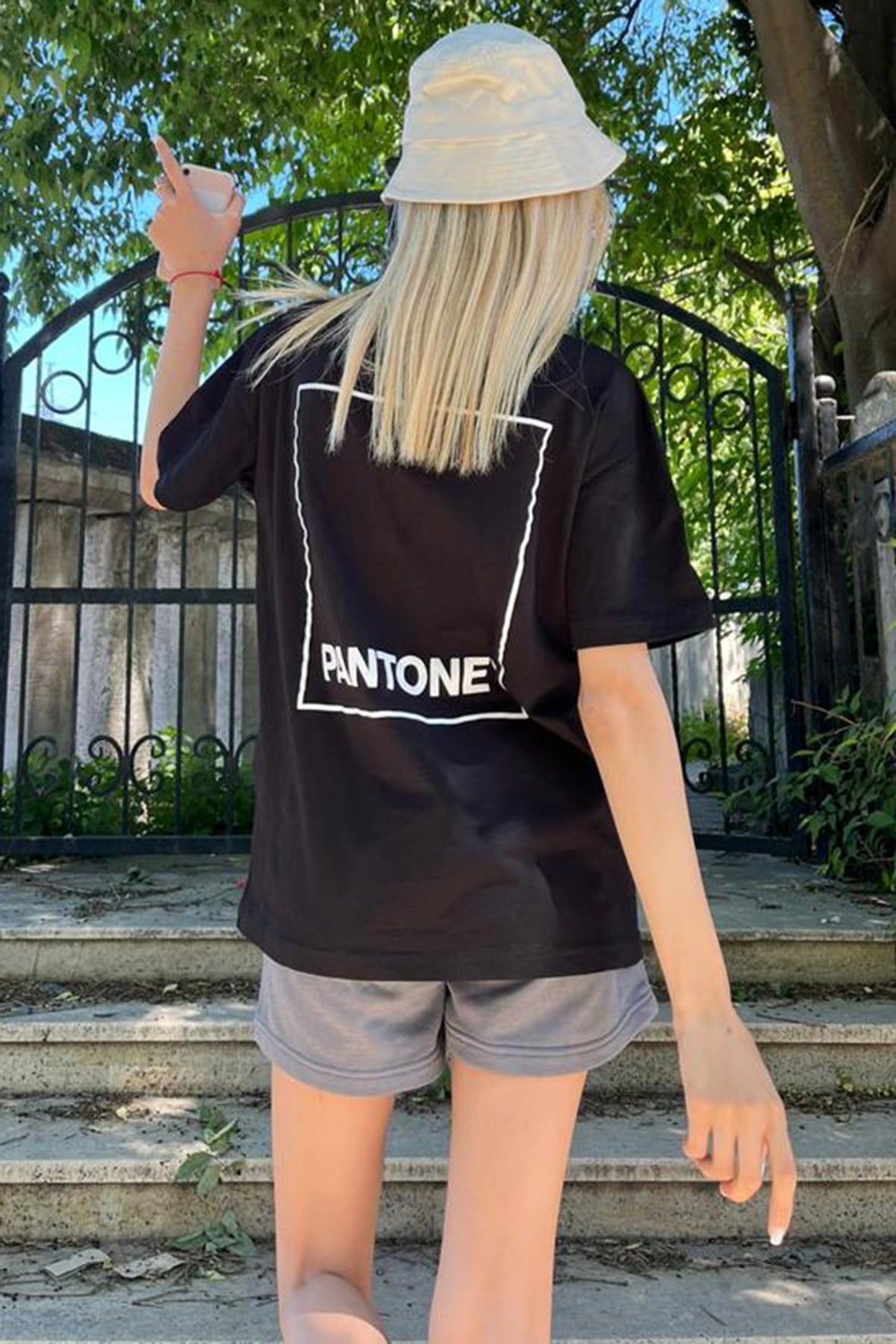 Women Printed Black Over Fit T-Shirt MG1492