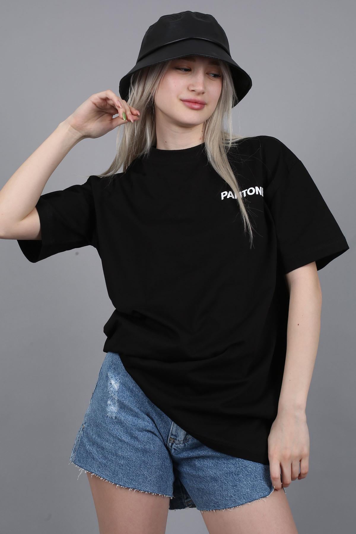 Women Printed Black Over Fit T-Shirt MG1492