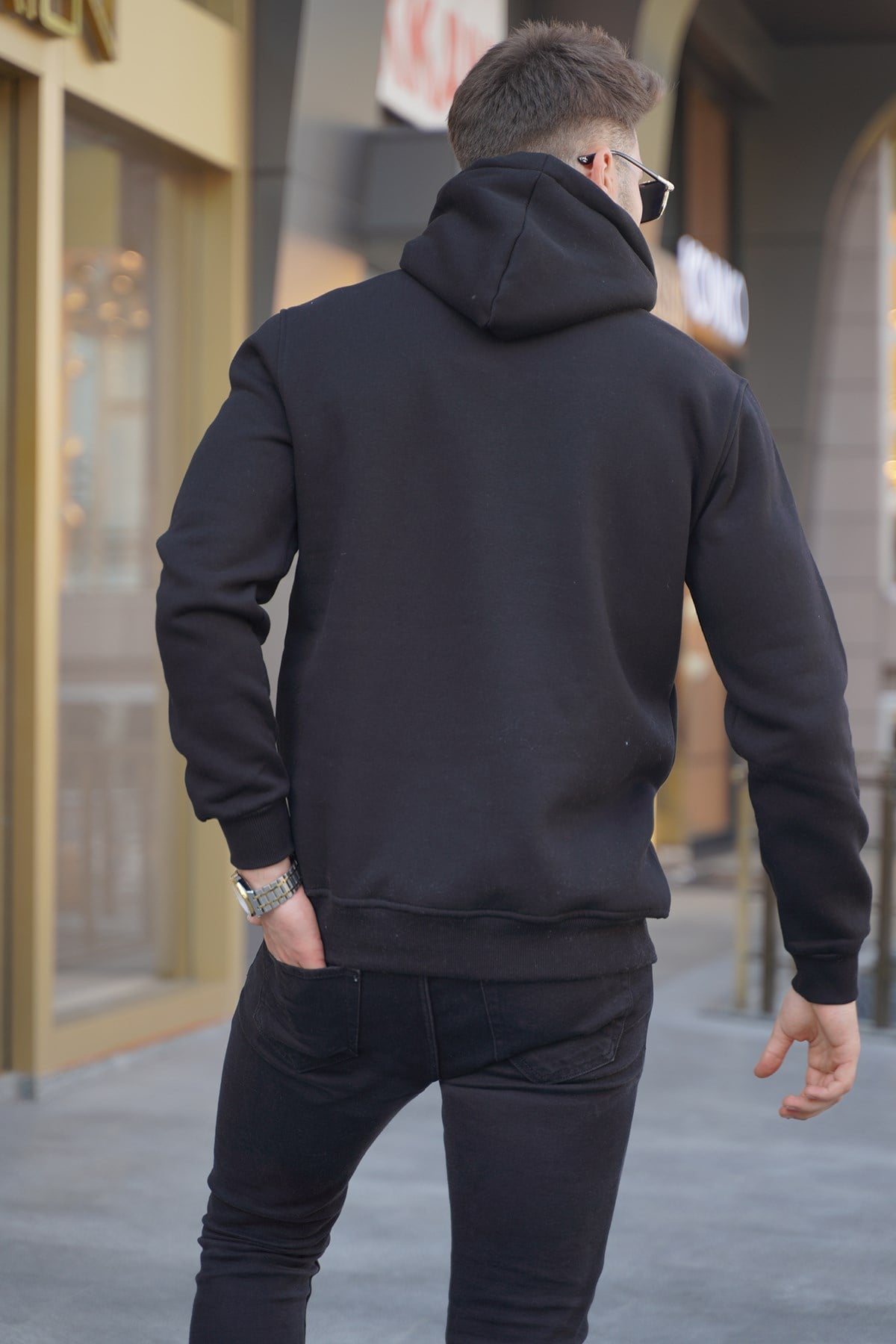 Siyah Baskılı Kapşonlu Sweatshirt 5898