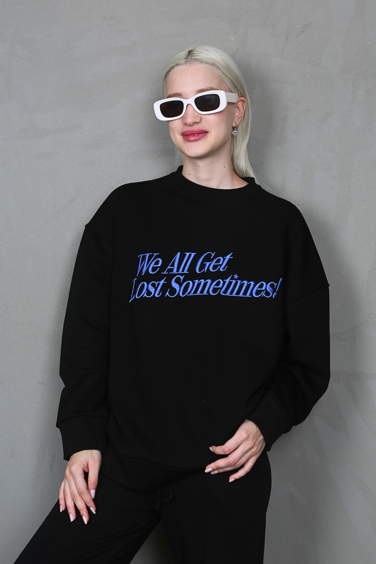 Siyah Baskılı Sweatshirt MG1901