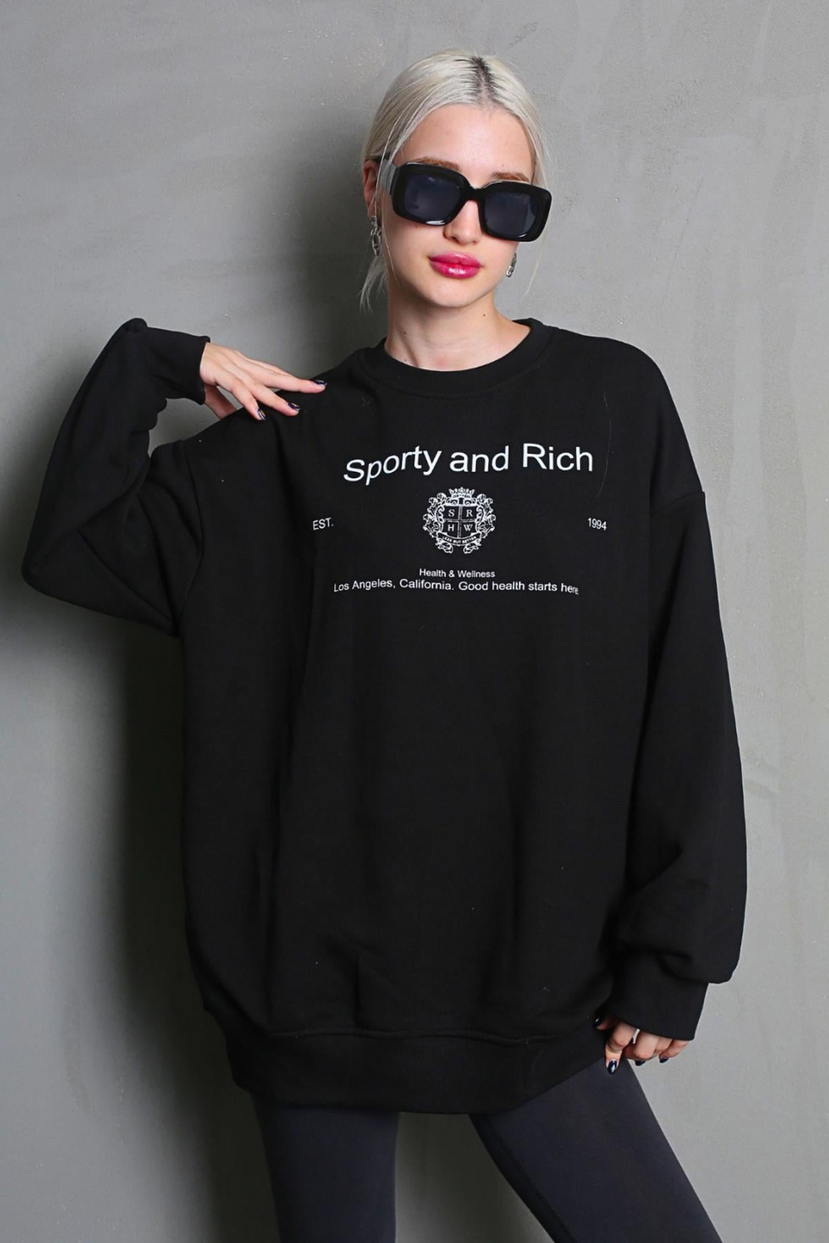 Black Printed Oversize Sweatshirt MG1577