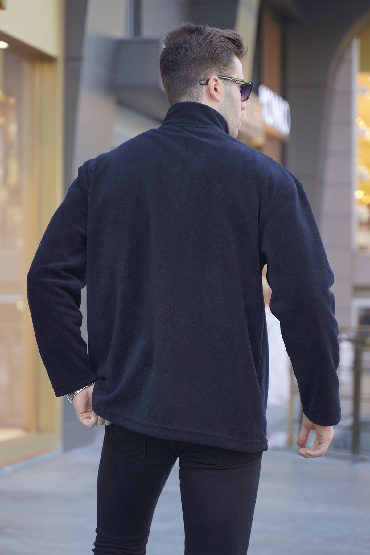 Siyah Cep Detaylı Fermuarlı Polar Sweatshirt  6046