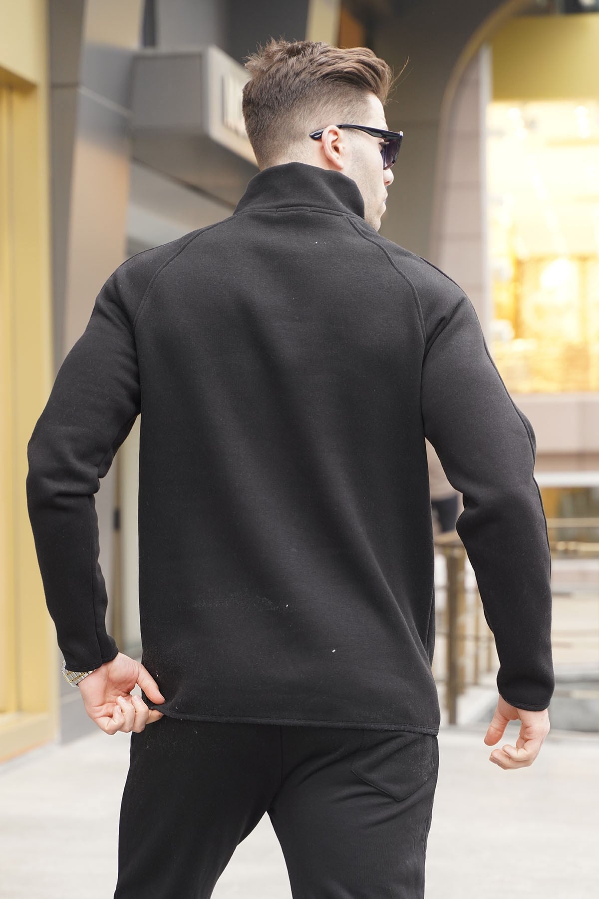 Siyah Fermuar Yaka Erkek Sweatshirt 6030