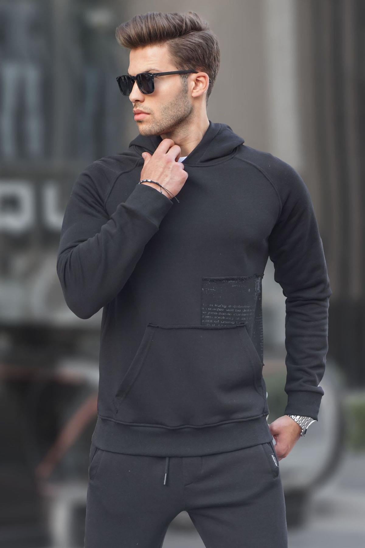 Siyah Kapüşonlu Sweatshirt 6151