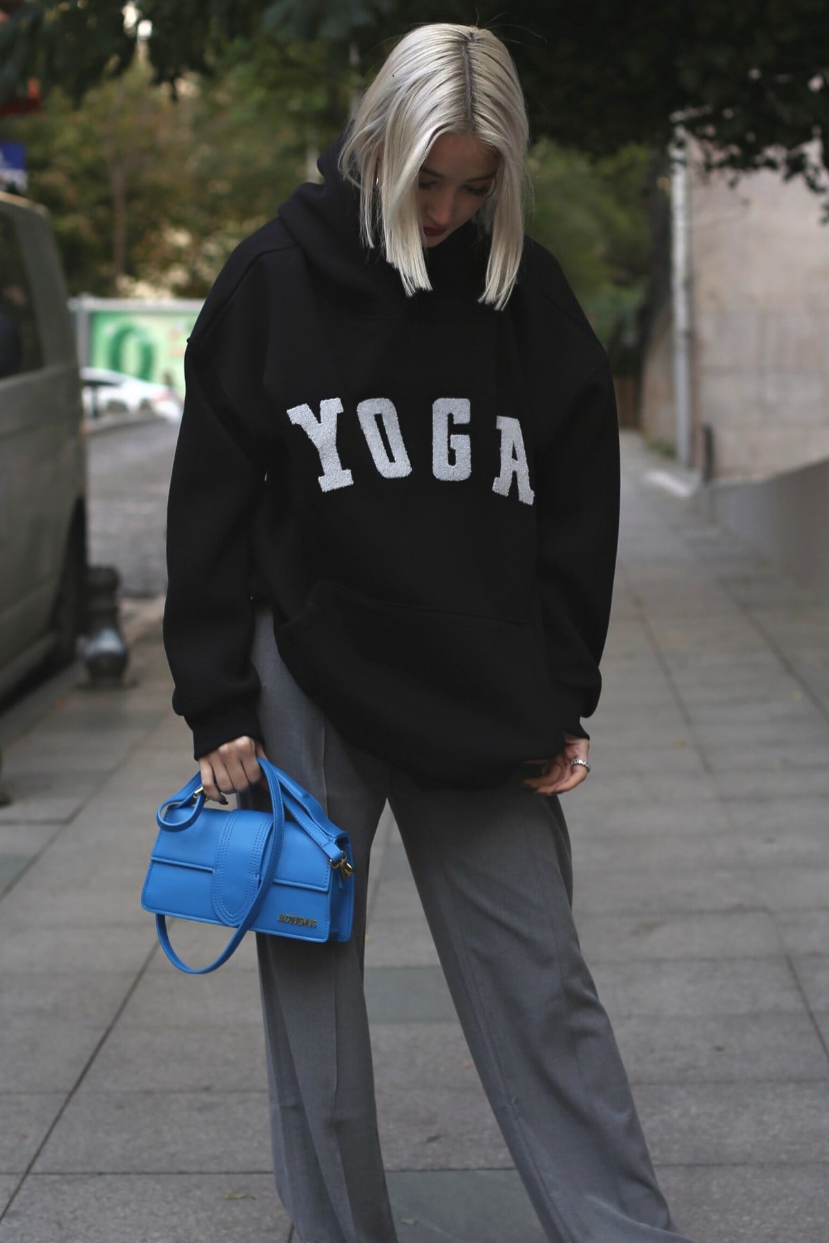 Siyah Nakışlı Oversize Kapüşonlu Sweatshirt MG1580