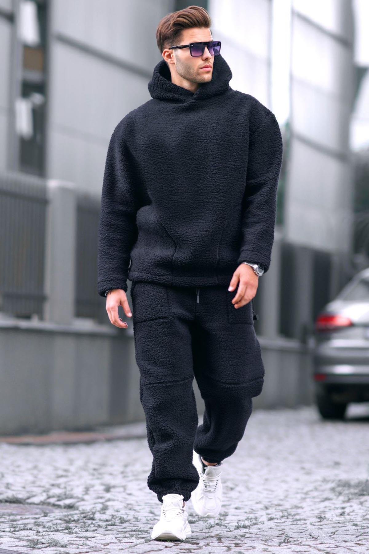 Siyah Oversize Peluş Eşofman Takımı 5930