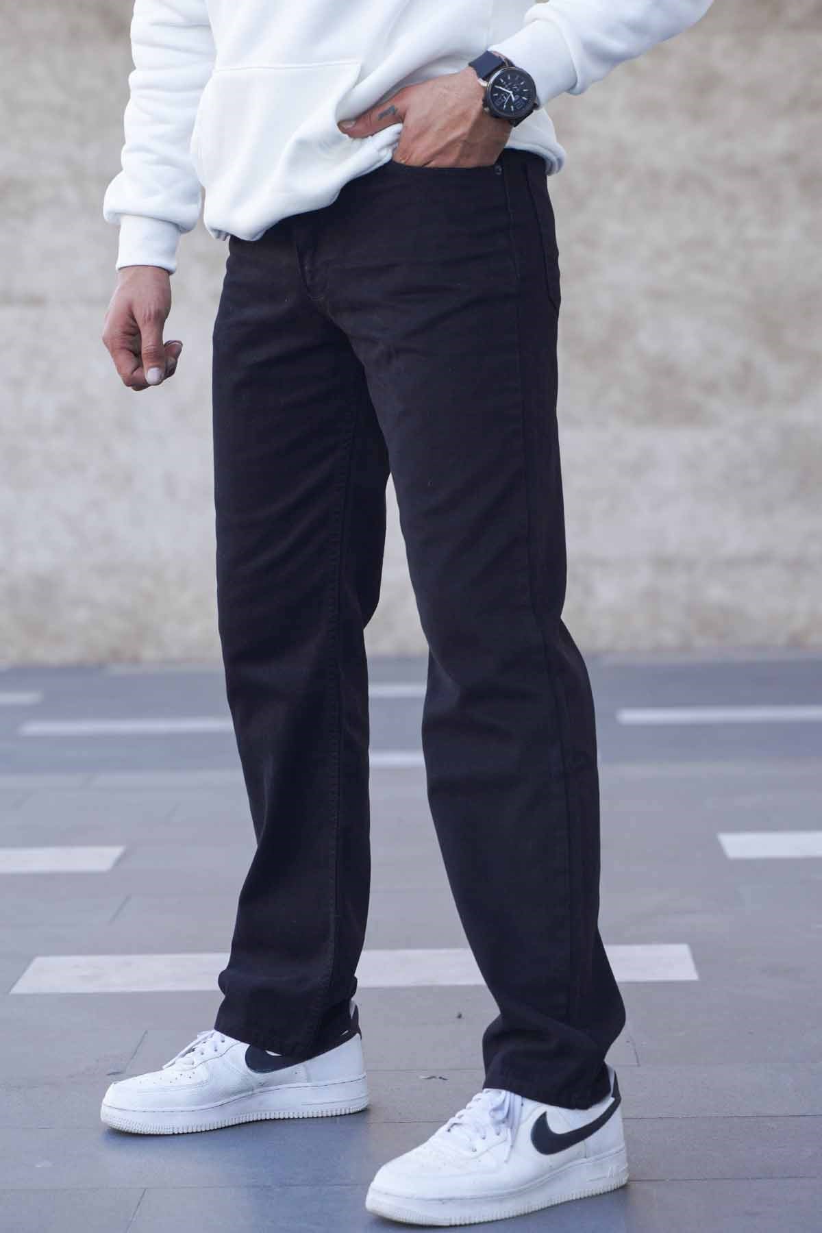 Siyah Straight Fit Erkek Jean Pantolon 6312
