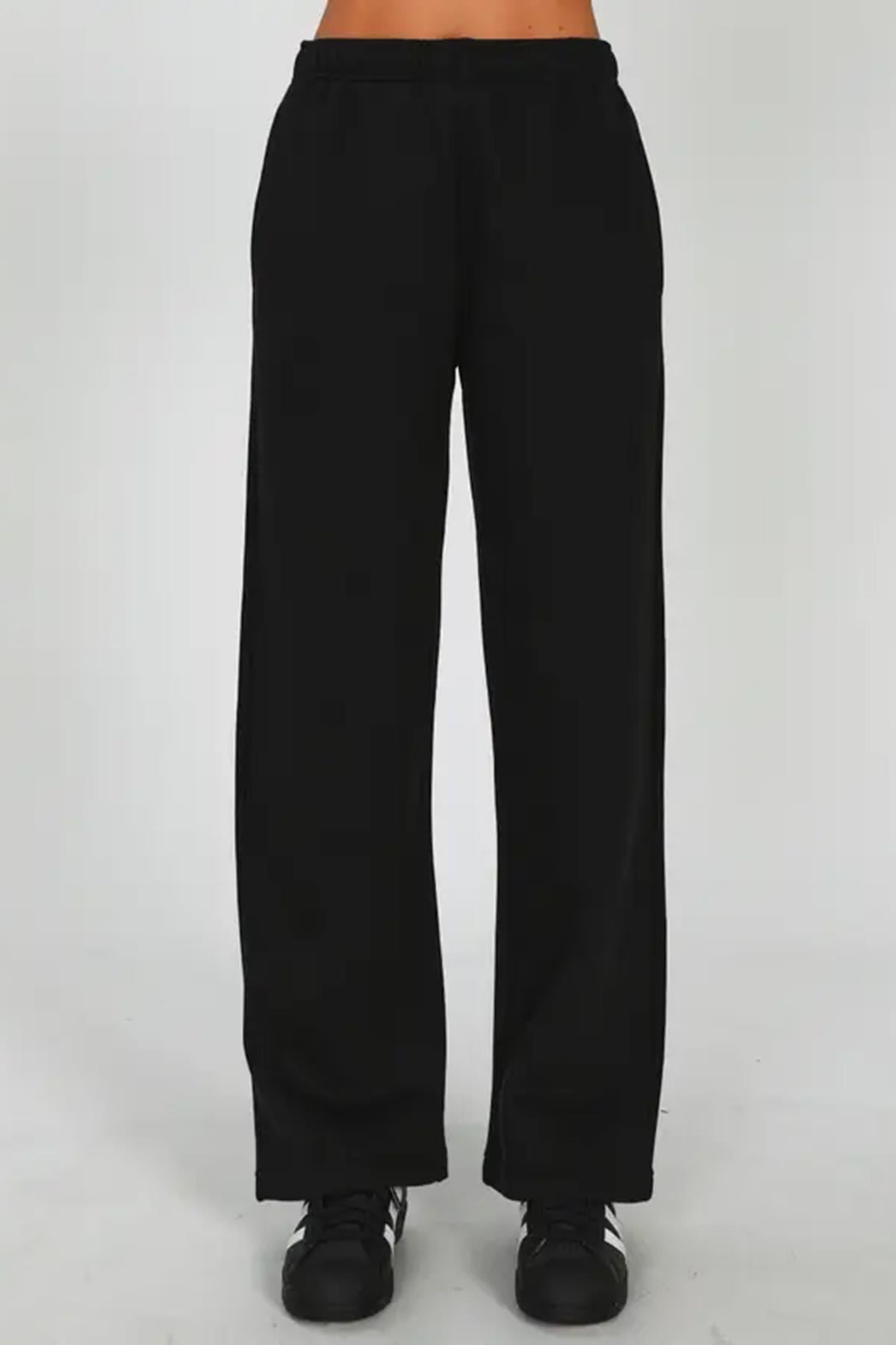 Siyah Wide Leg Basic Eşofman Altı MG1916