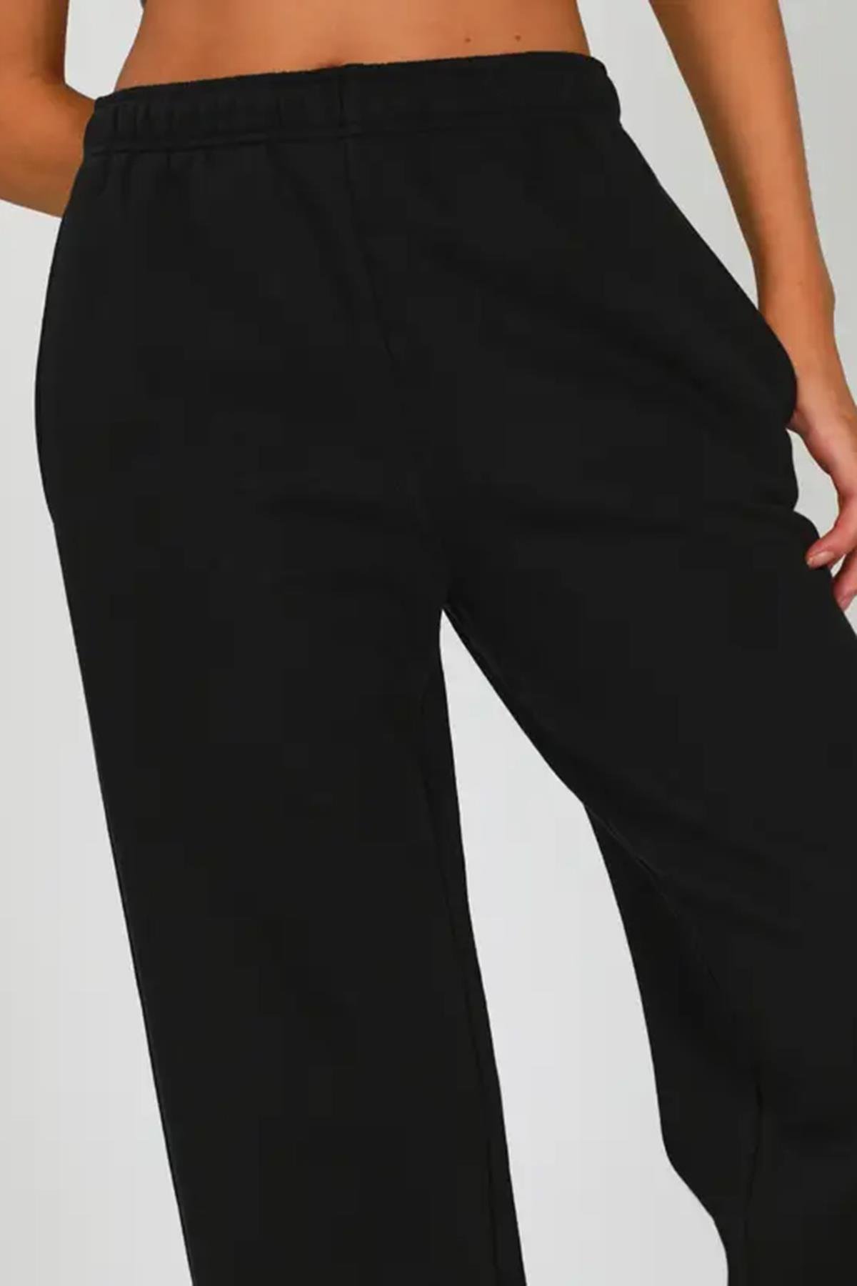 Siyah Wide Leg Basic Eşofman Altı MG1916