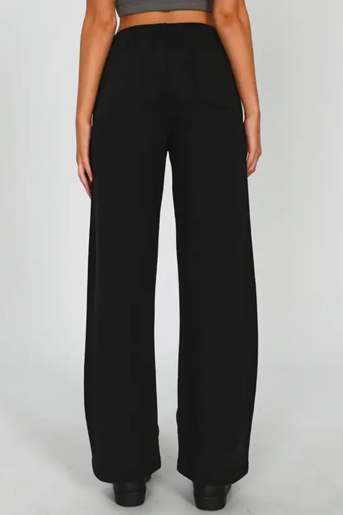 Siyah Wide Leg Basic Eşofman Altı MG1916