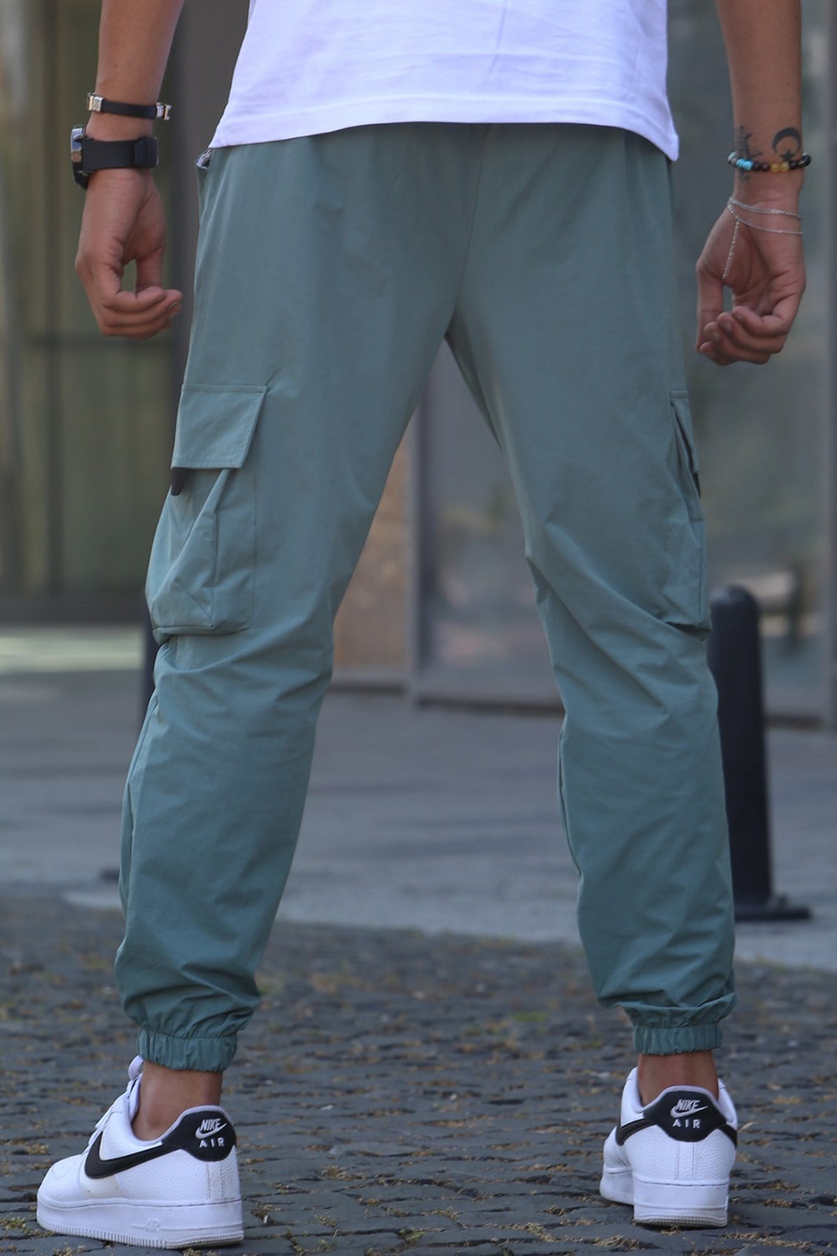 Yeşil Kargo Cep Erkek Jogger Pantolon 5461