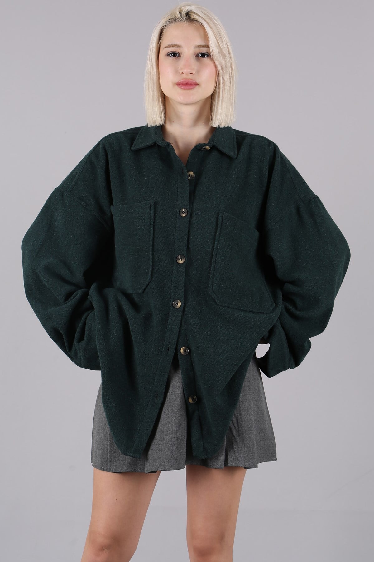 Yeşil Oversize Gömlek Ceket MG1562