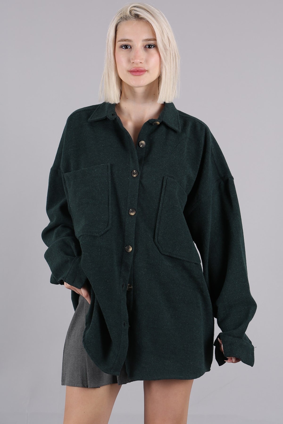 Yeşil Oversize Gömlek Ceket MG1562