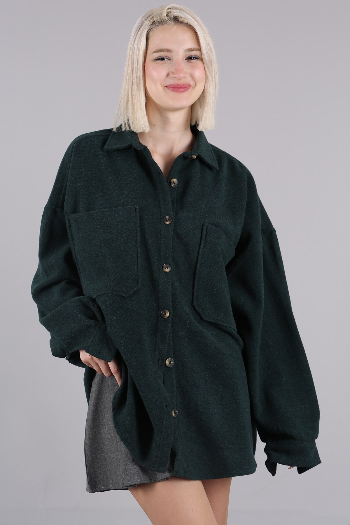Yeşil Oversize Gömlek Ceket MG1562