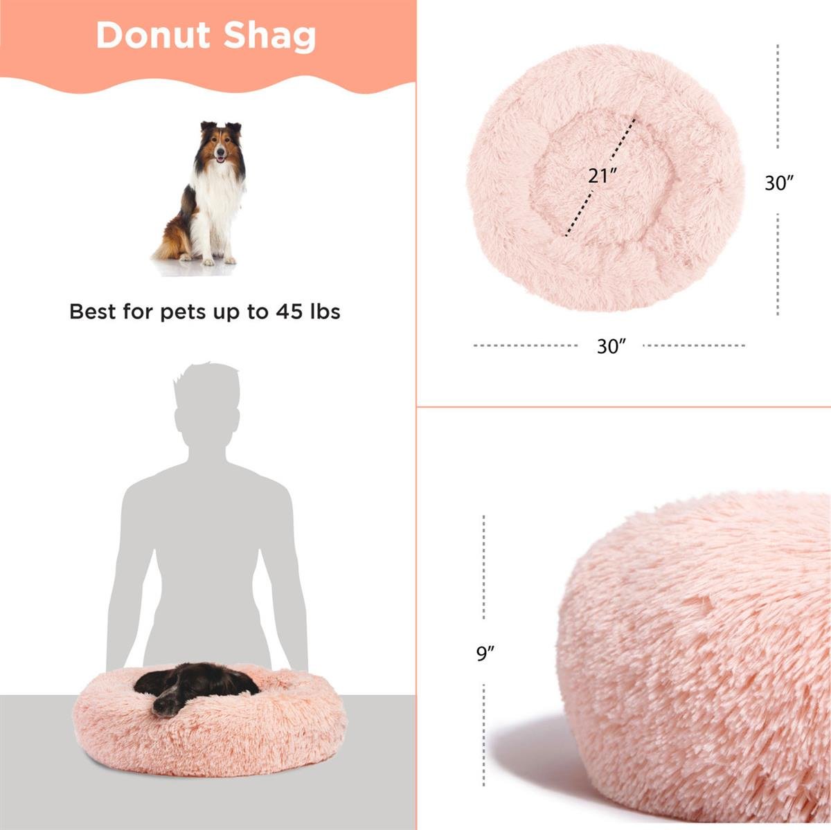 Donut Shag Cotton Candy Köpek Yatağı 76 x 76 cm. - VP - 4968M