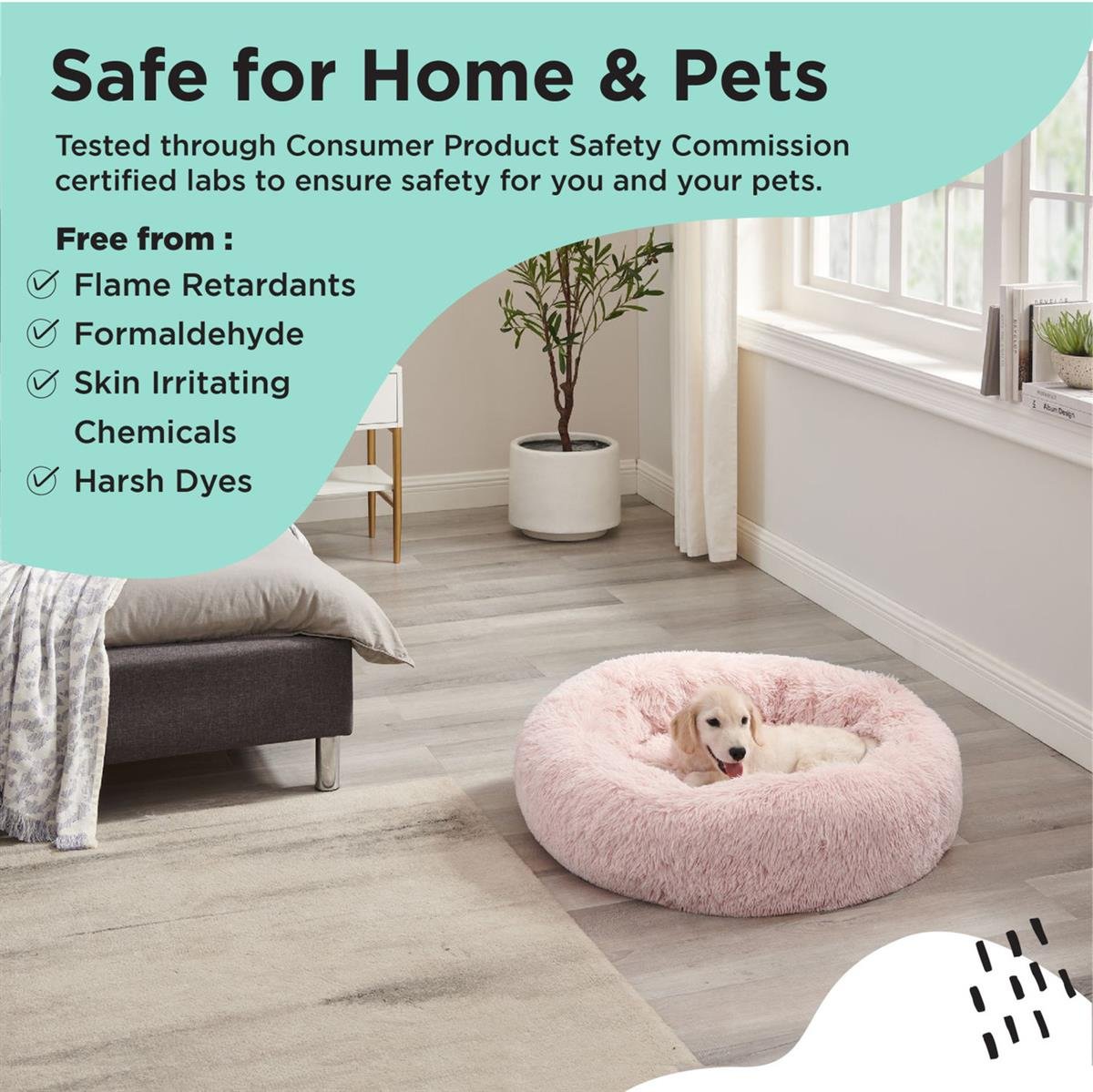 Donut Shag Cotton Candy Köpek Yatağı 76 x 76 cm. - VP - 4968M