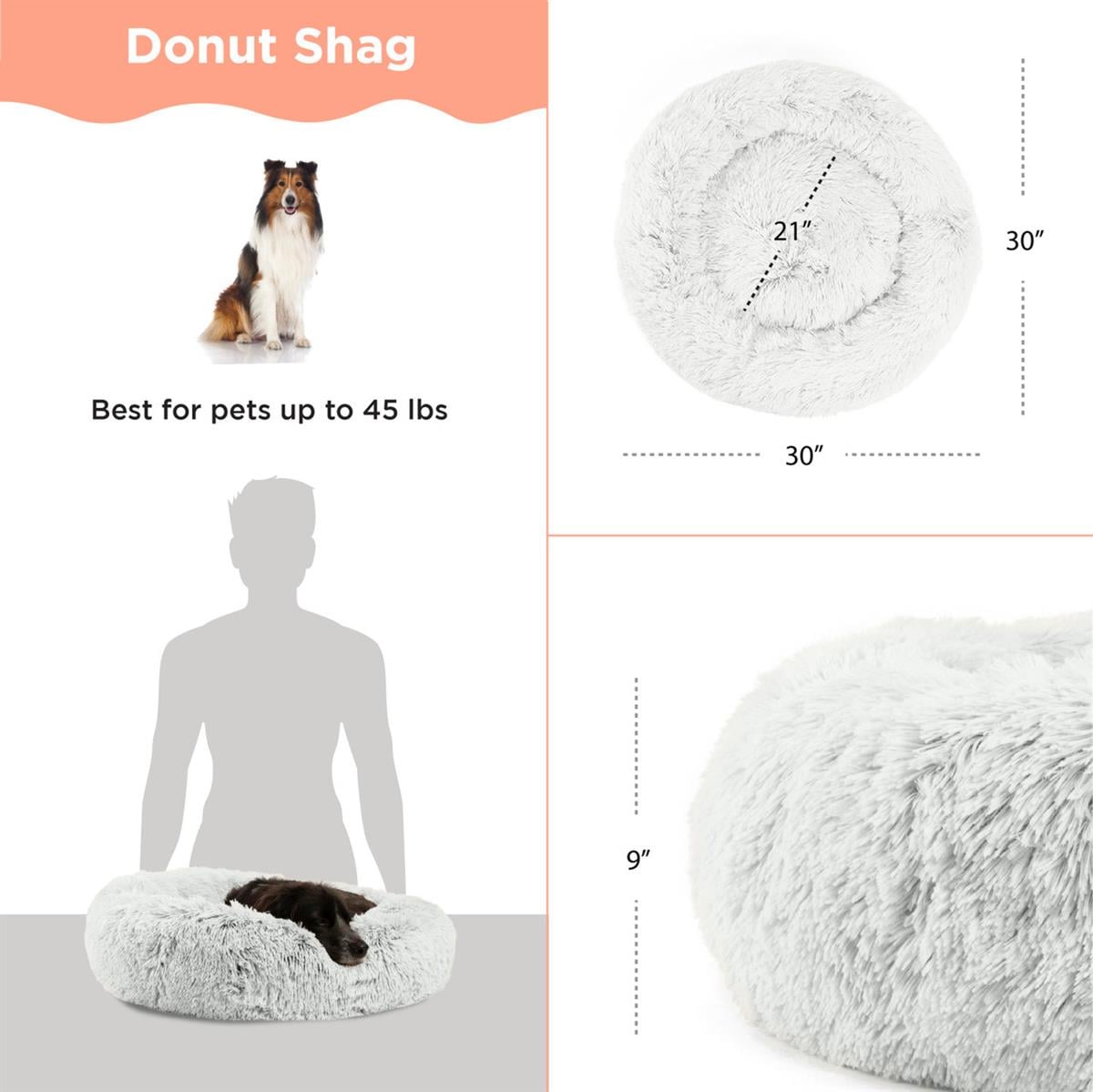 Donut Shag Frost Köpek Yatağı 76,2 x 76,2 cm. - VP - 4764M