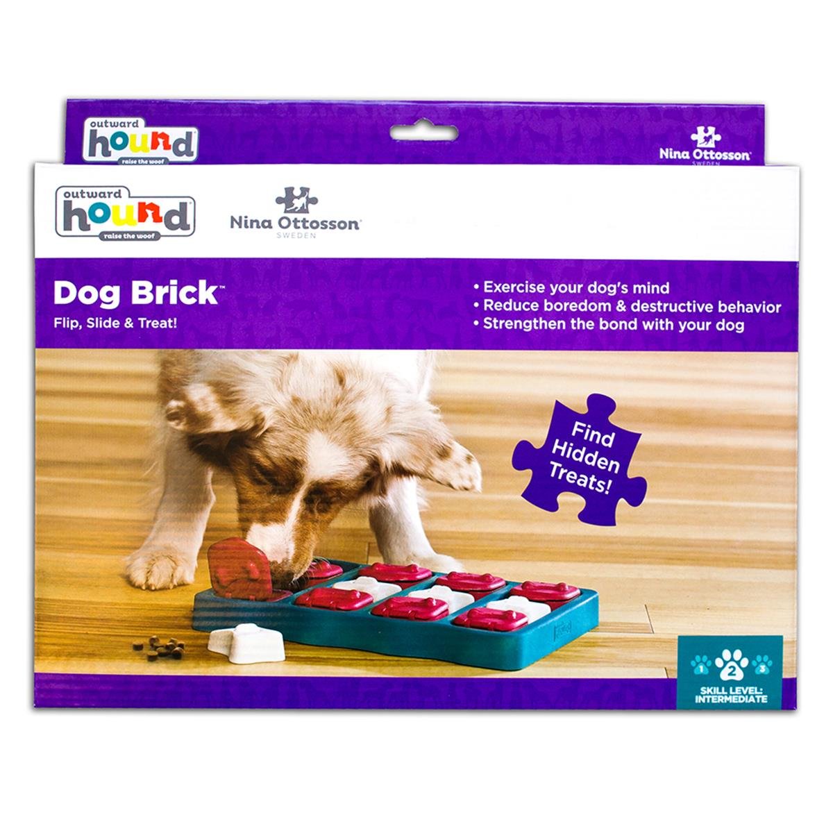 Outward Hound Dog Brick Interactive Treat Puzzle Köpek Oyuncağı, Mavi - 67333M