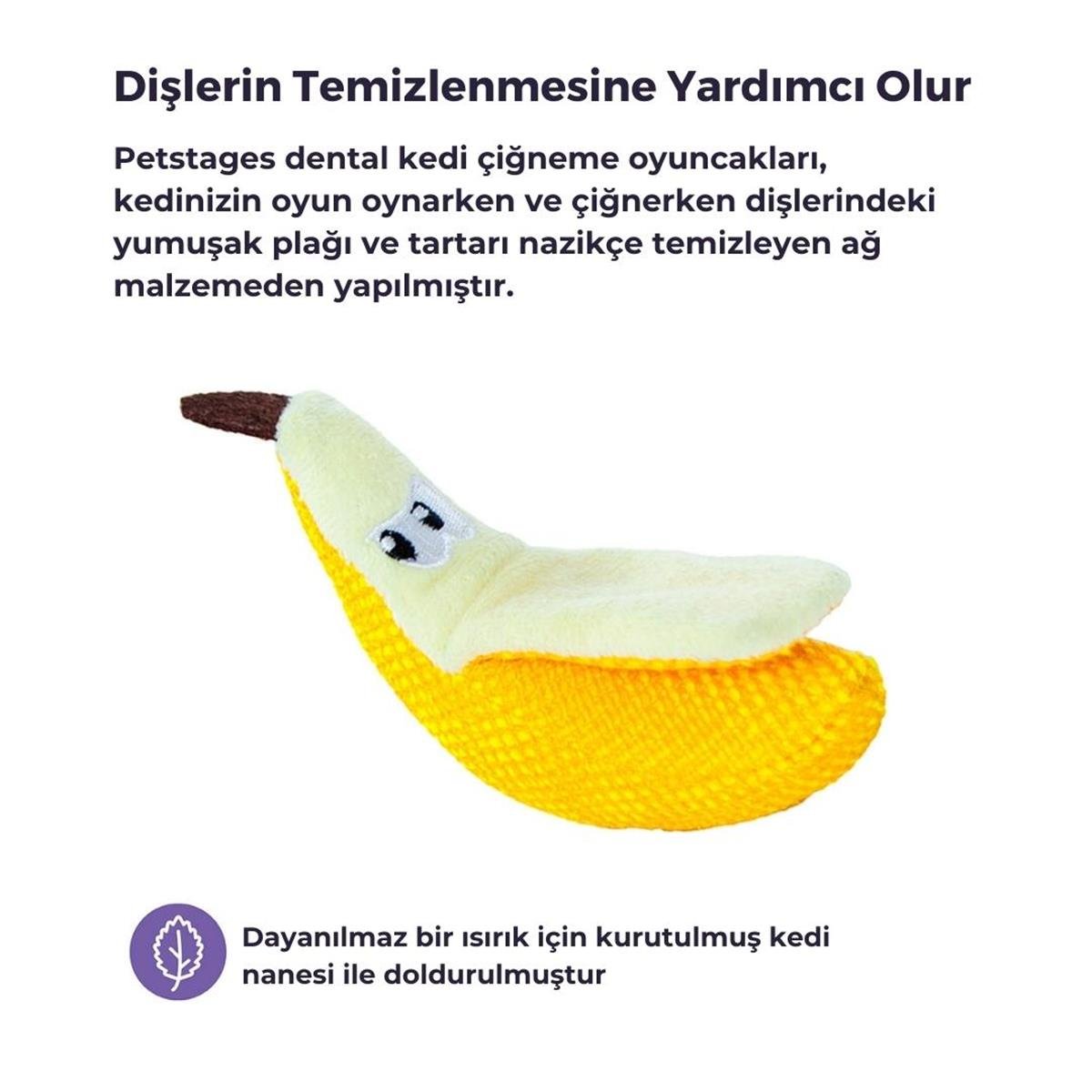 Petstages Dental Banana Cat Chew Toy Kedi Oyuncağı, Sarı - 67835M