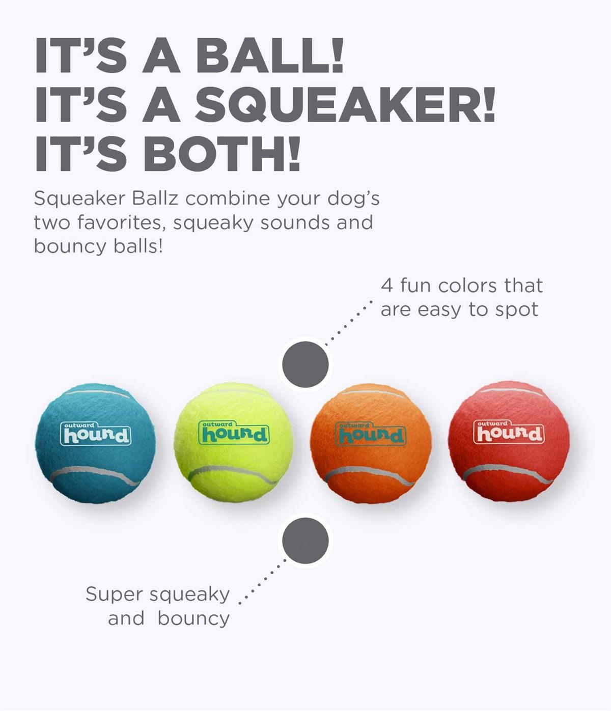 Petstages Squeaker Ballz Squeaky Tenis Topları, Small - 68001
