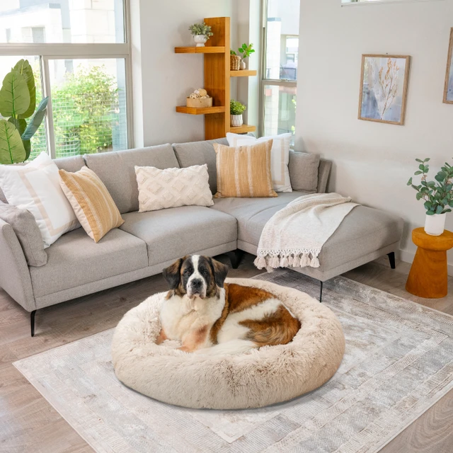 Petstages The Original Calming Donut Shag Cat & Dog Bed - 4596M