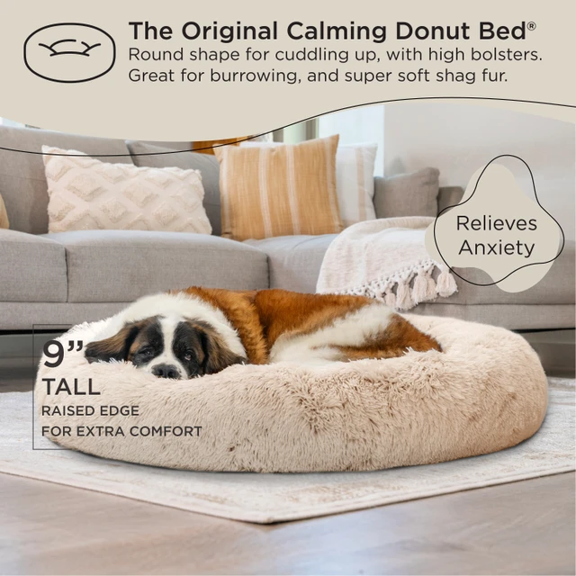 Petstages The Original Calming Donut Shag Cat & Dog Bed - 4596M
