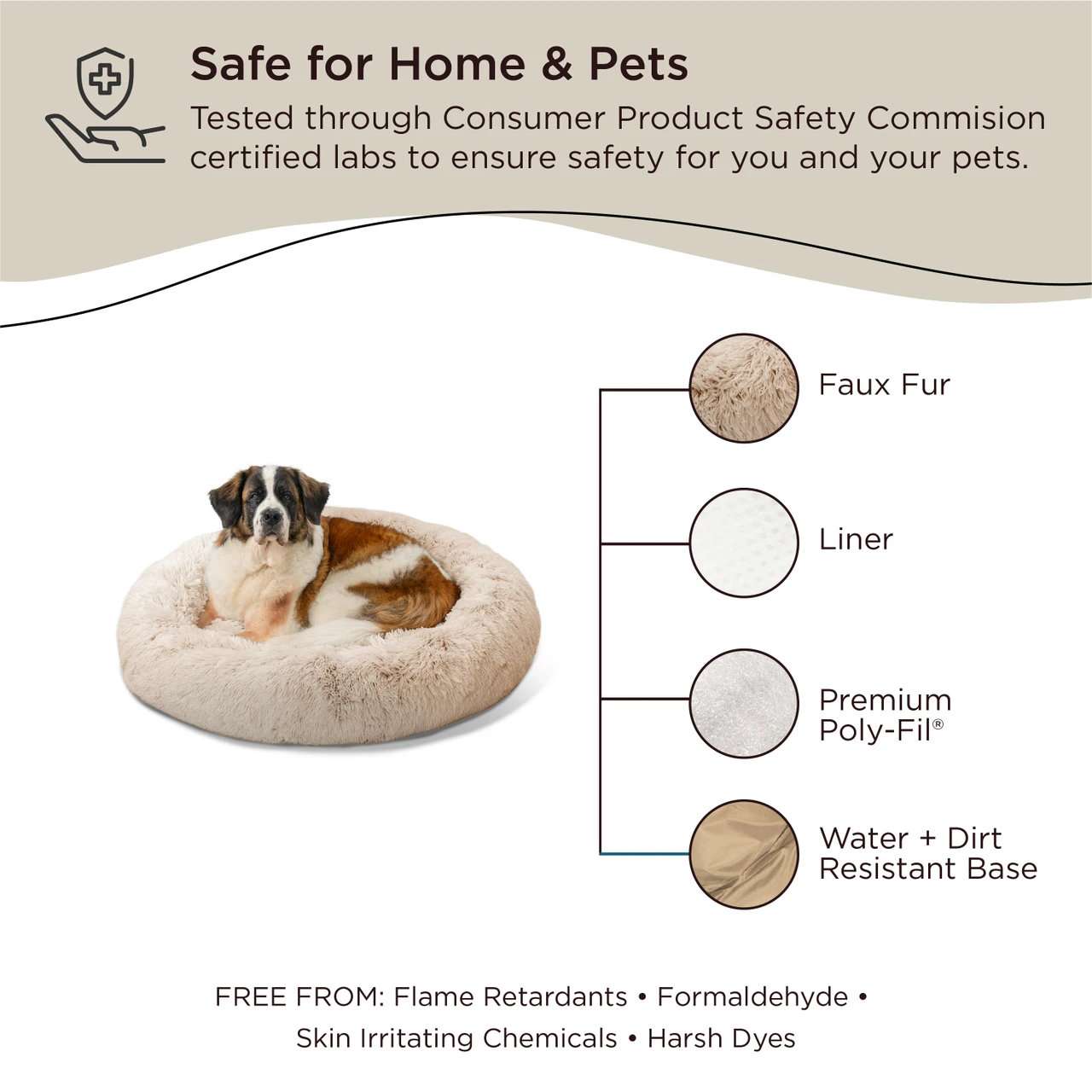 Petstages The Original Calming Donut Shag Cat & Dog Bed - 4596M