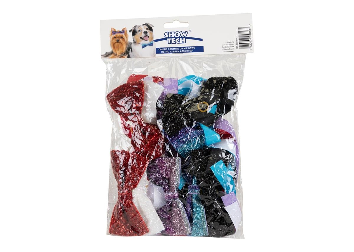 Show Tech Canine Costume Dickie Bows Sparkle 10-Pack Assorted - 65STE685