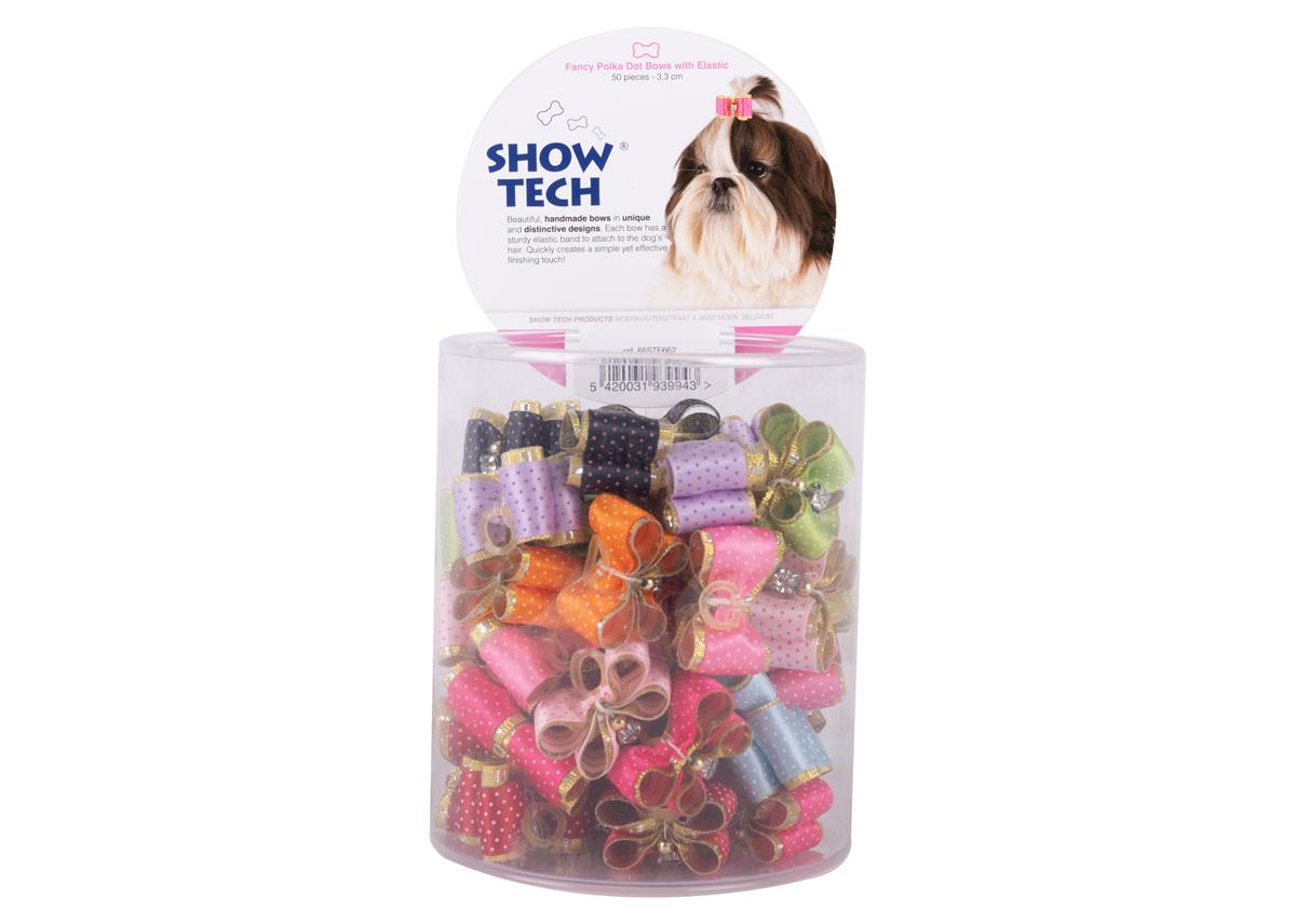 Show Tech Fancy Polka Dot Bows with Elastic 50 pcs Bows - 65STE662