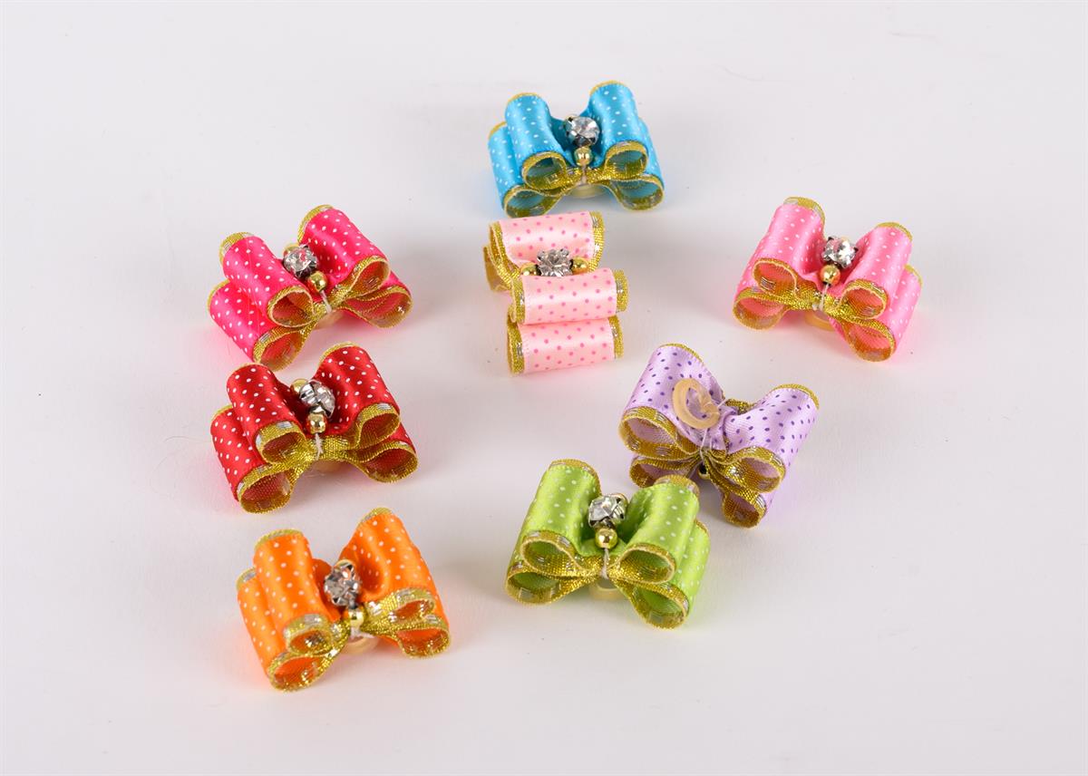 Show Tech Fancy Polka Dot Bows with Elastic 50 pcs Bows - 65STE662