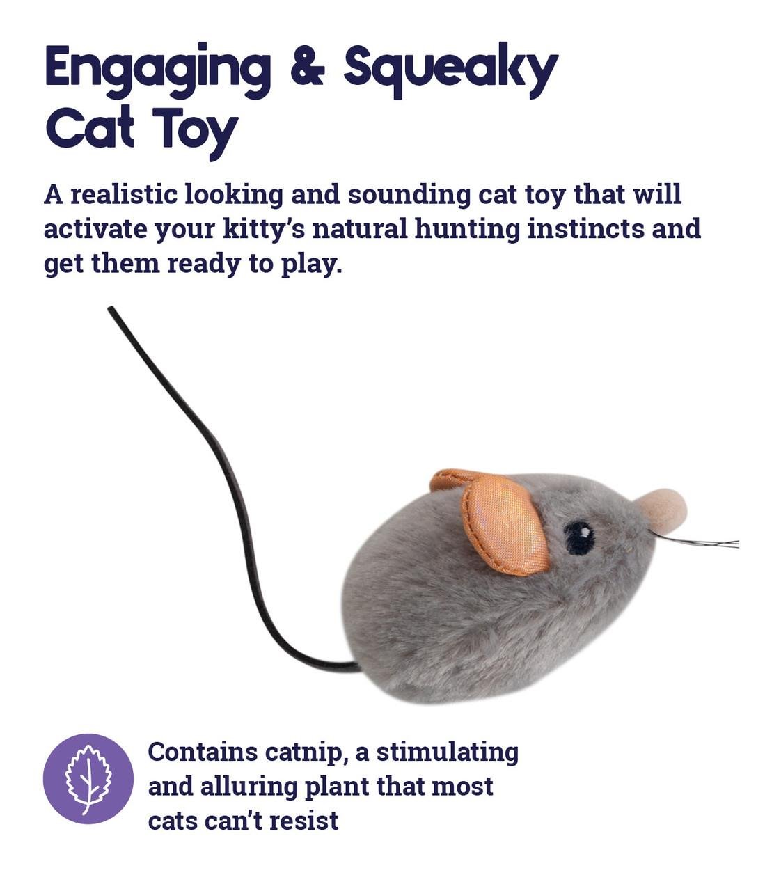 Squeak Squeak Mouse Plush Kedi Oyuncağı - Gri - 70377M