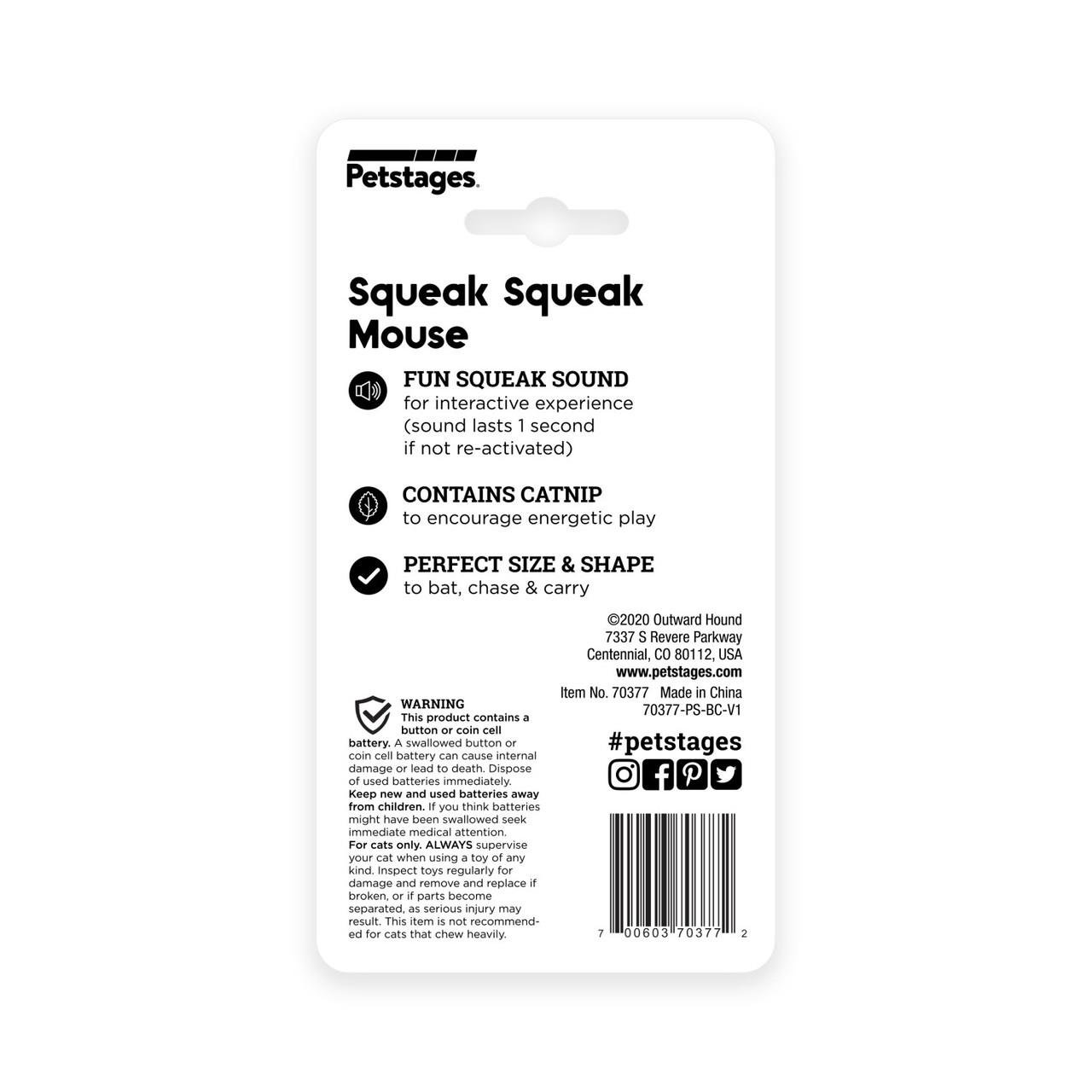 Squeak Squeak Mouse Plush Kedi Oyuncağı - Gri - 70377M