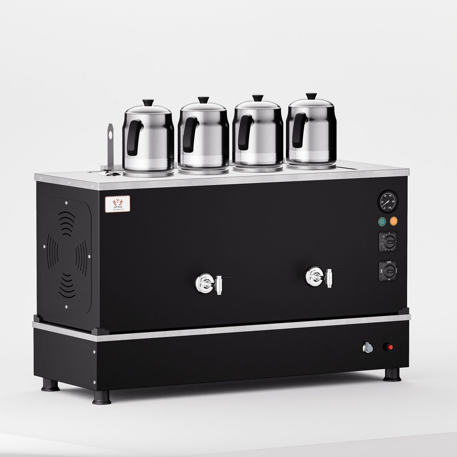 Anka Black Pro Compact Hibrit Çay Makinesi / Kompakt Tasarım, Profesyonel Kullanım, Çift Enerji Esnekliği (BPKO4)