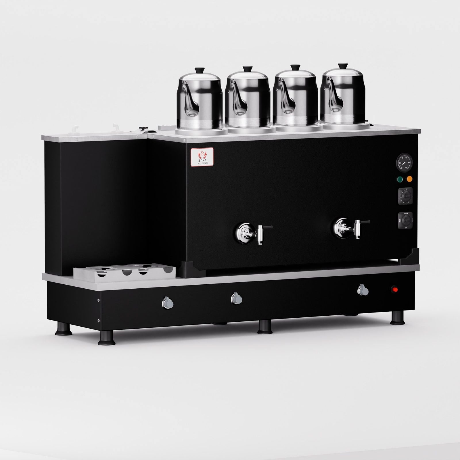 Anka Black Turbo Hibrit Çay Makinesi / Profesyonel Kullanım, Çift Enerji Esnekliği (STFO4)