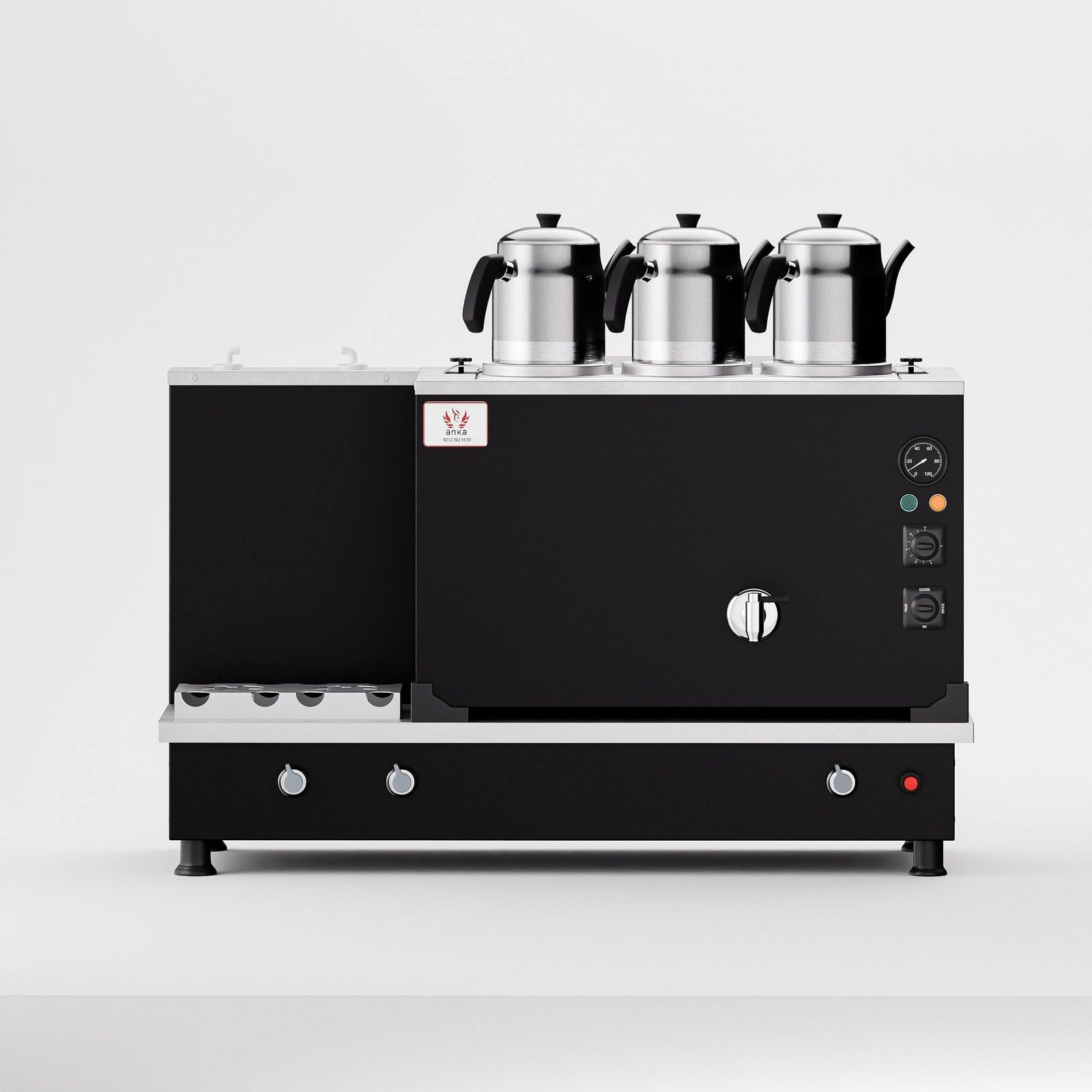 Anka Black Turbo Hibrit Çay Makinesi / Profesyonel Kullanım, Çift Enerji Esnekliği (STFO3)