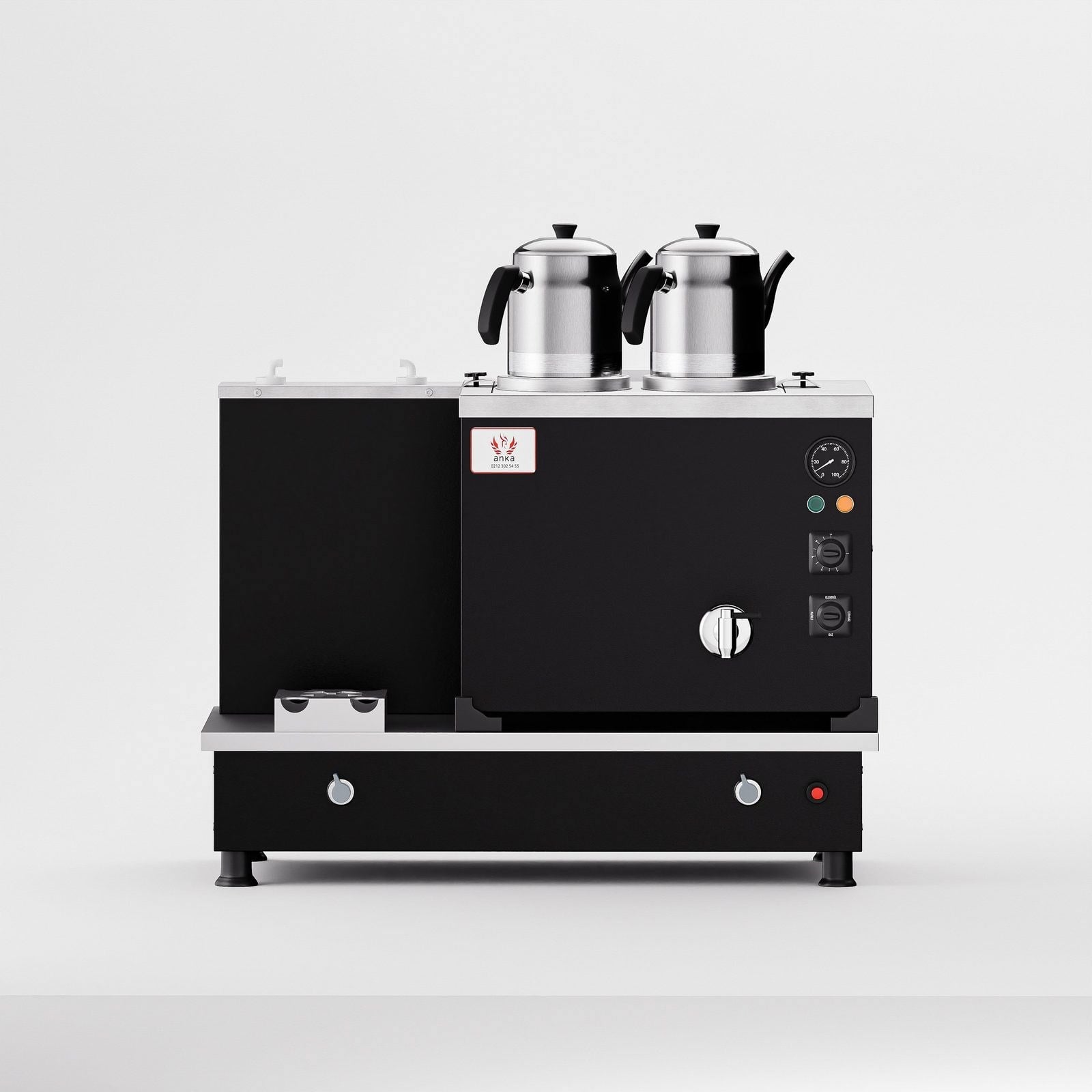 Anka Black Turbo Hibrit Çay Makinesi / Profesyonel Kullanım, Çift Enerji Esnekliği (STFO2)