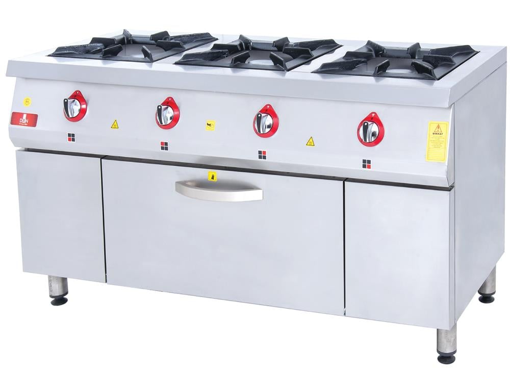 DRN Kuzineli Ocak, Doğalgazlı/LPG'li, 3 Ocak 1 Fırın, 150×64×85 cm, DRNKU-1560