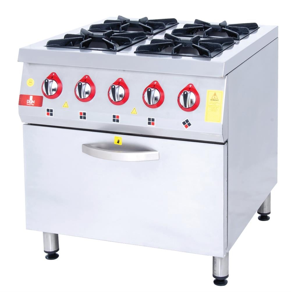 DRN Kuzineli Ocak, Doğalgazlı/LPG'li, 4 Ocak 1 Fırın, 80×84×85 cm, DRNKU-8080