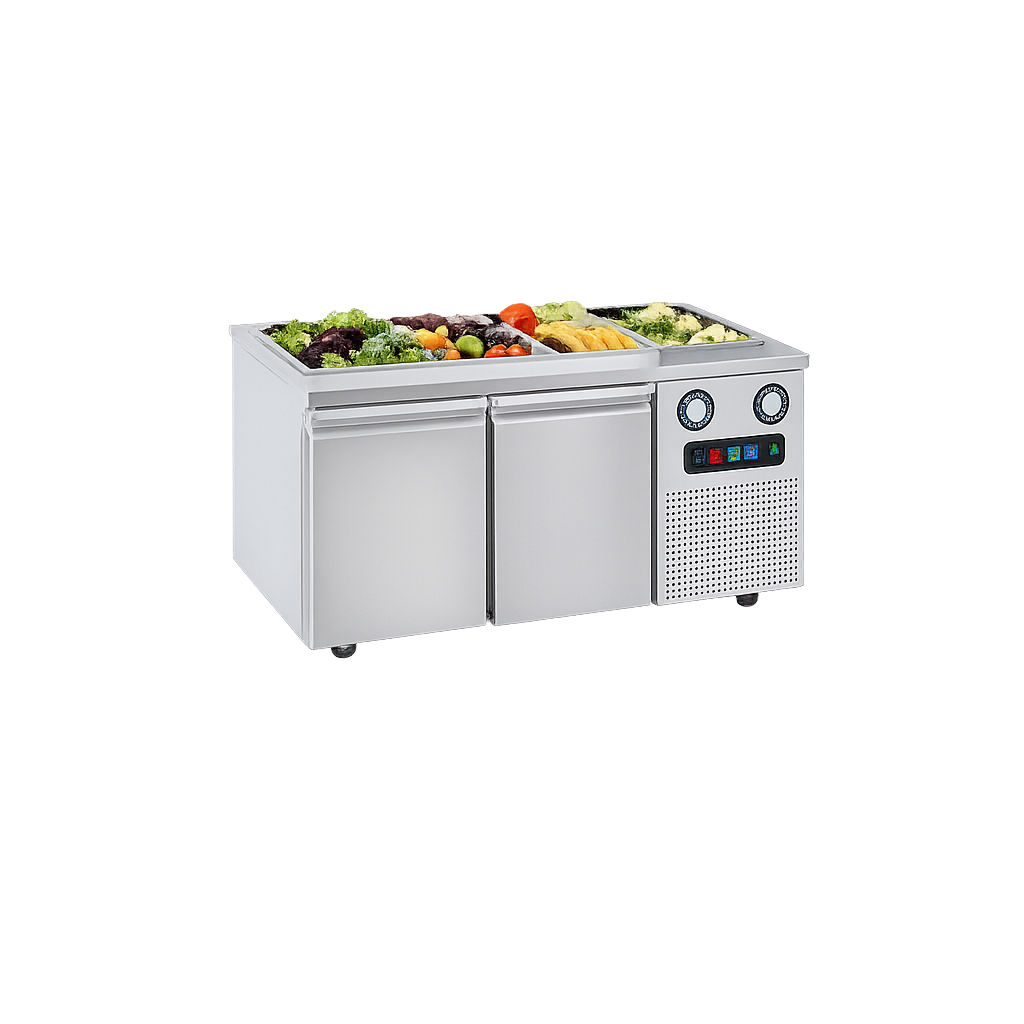 Frenox 140x72.5x85 cm.4 Adet GN-1/1x150 Küvet Kapasiteli,Statik Soğuk Servis Havuzlu,Yatay Tip Buzdolabı BGN2-SG-CL