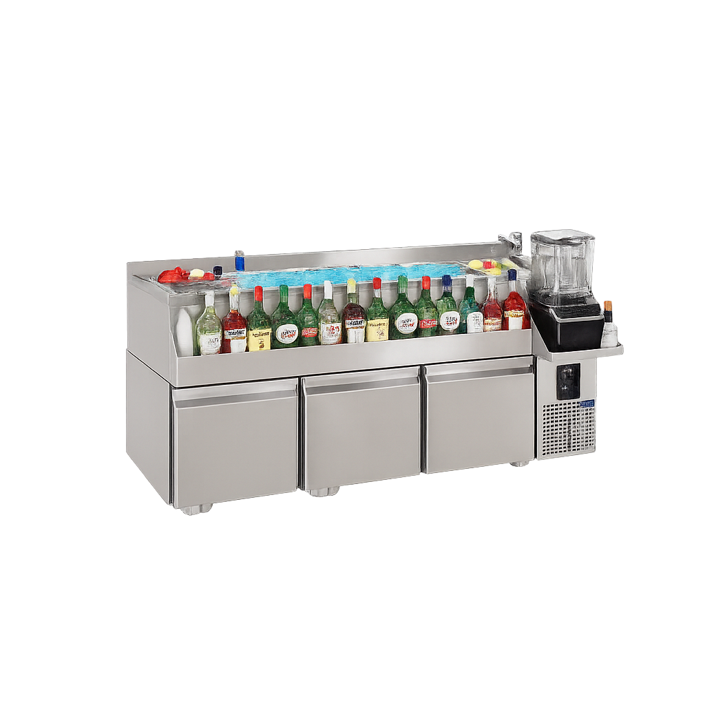 Frenox 160x60x85 cm. 235 lt. Kokteyl Tezgahı CKT3-K-R290