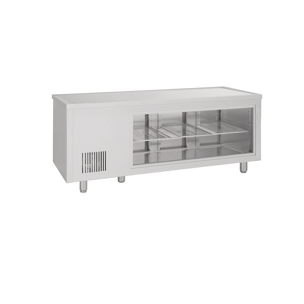 Frenox 186,5x70x85 cm. 474 lt.Cam Kapılı Tezgah Tipi Buzdolabı  CGN3-BG-DZ-R290