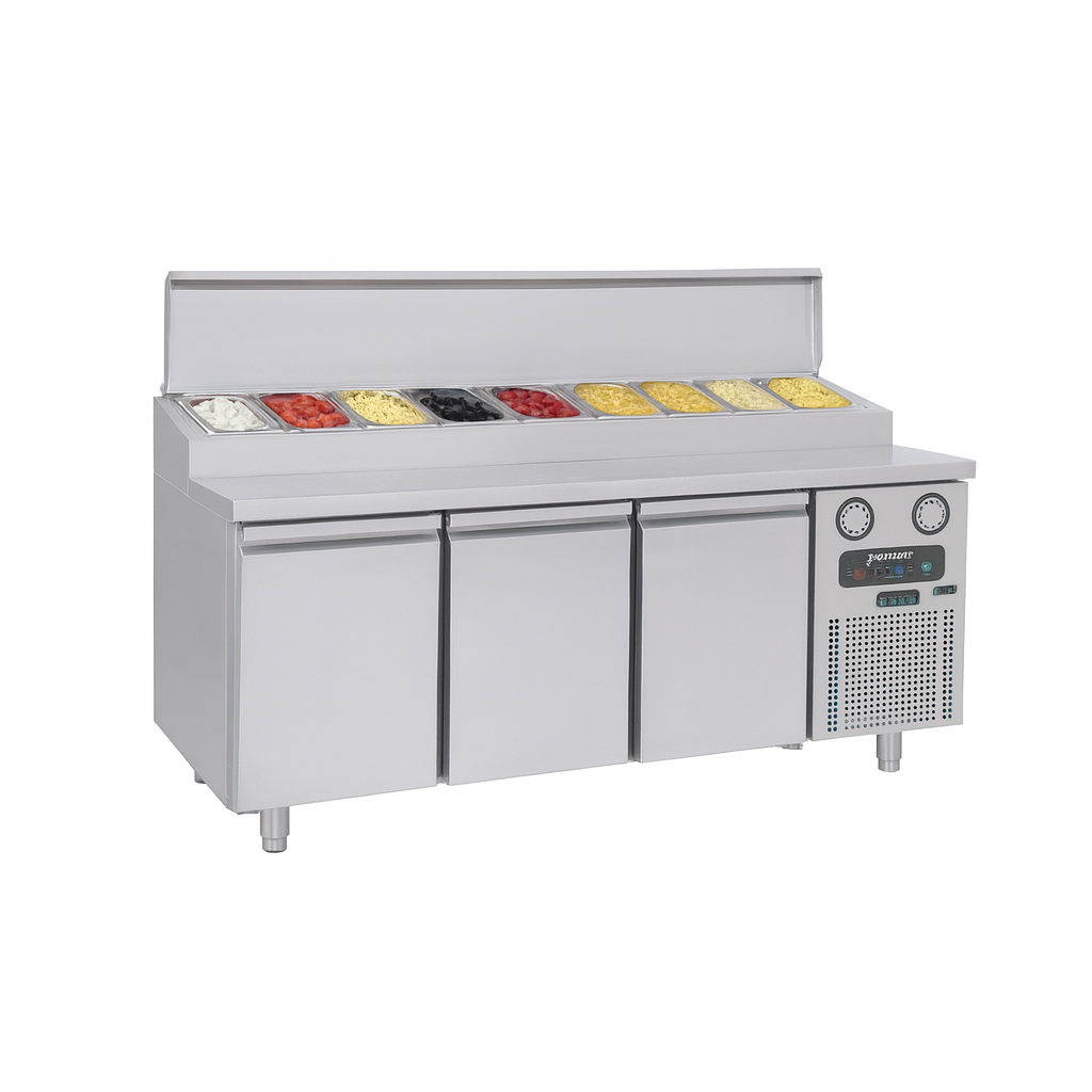 Frenox  186,5x70x97 cm. 11 Adet 1/4x150 Küvet Kapasiteli Make-up,Pizza Hazırlık Dolabı MGA3-04-R290