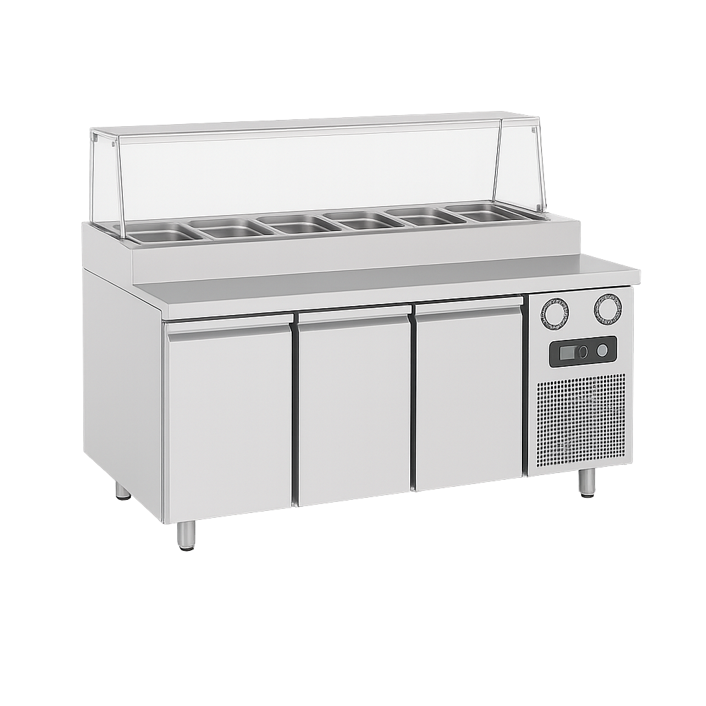 Frenox 186,5X80X85 cm.9x1/3x150 GN Küvet Kapasiteli Yatay Servis Buzdolabı,Sushi Ünitesi SHS3-R290